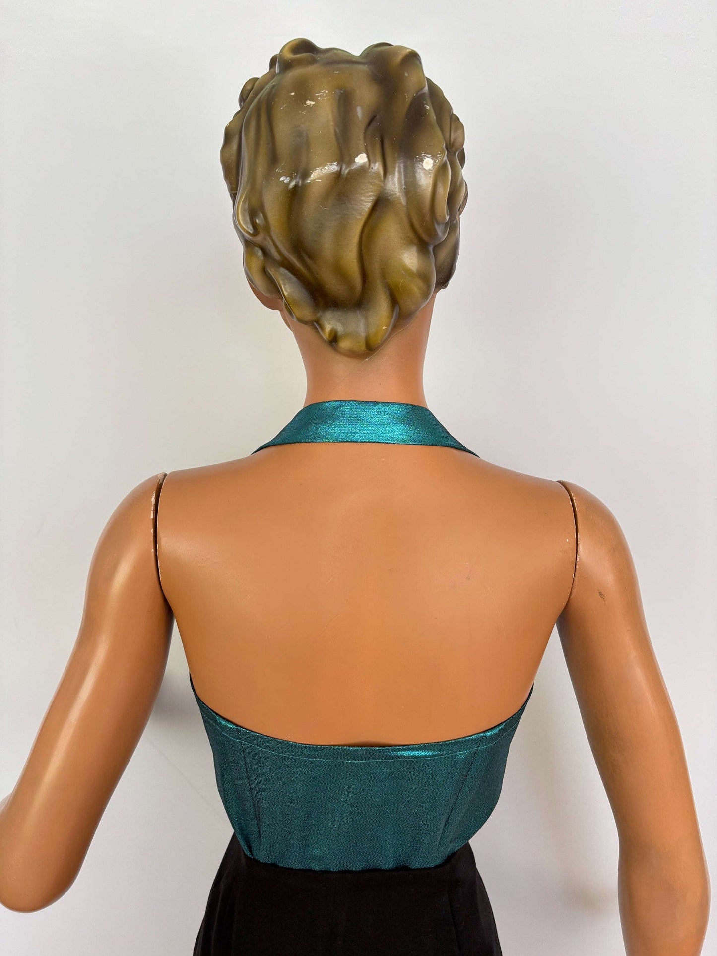 Holly Halter Top Teal Lamé Lily Scarlet