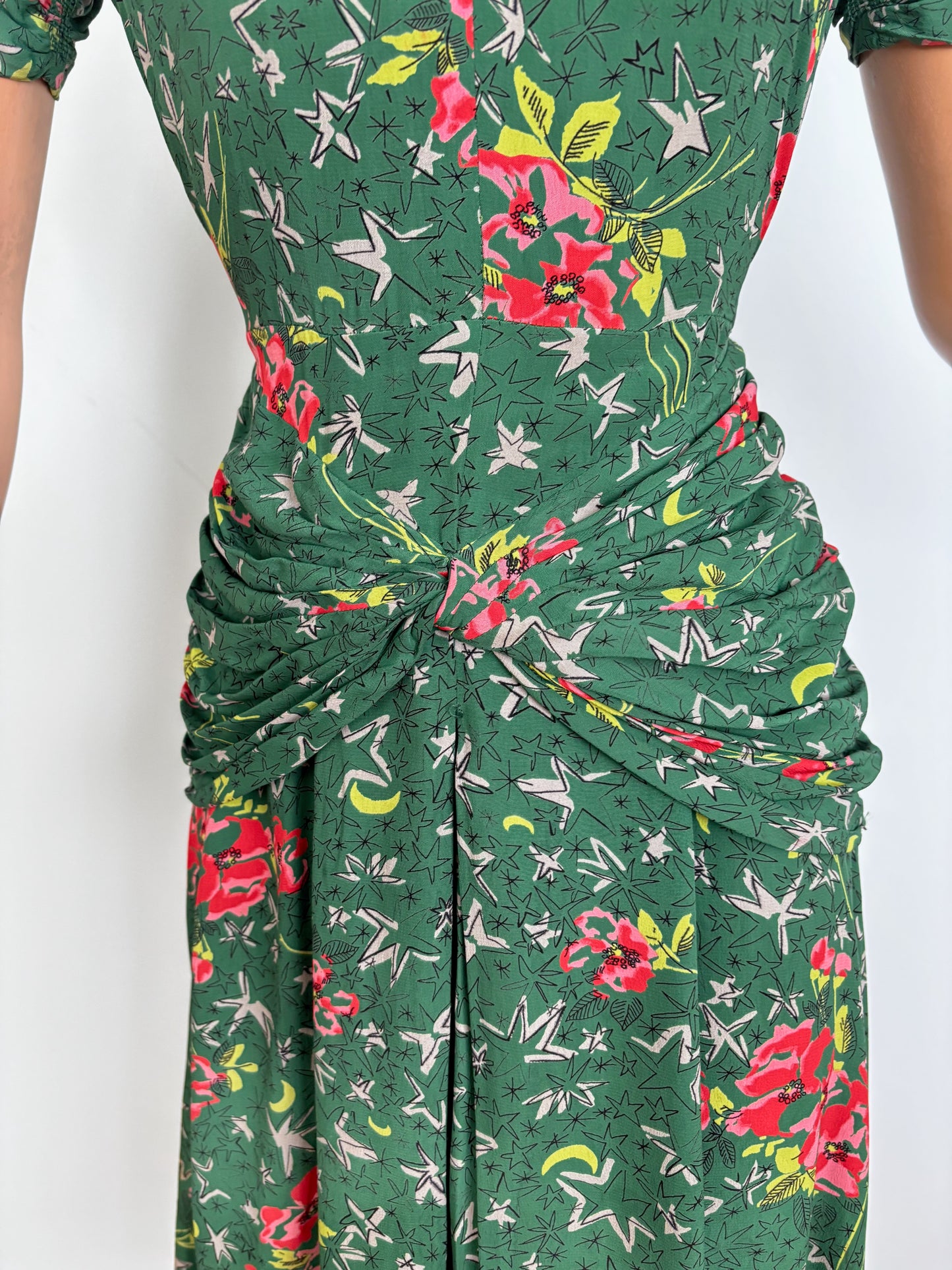 1940s R&K Original Forest Green Cold Rayon Dress | XS/S