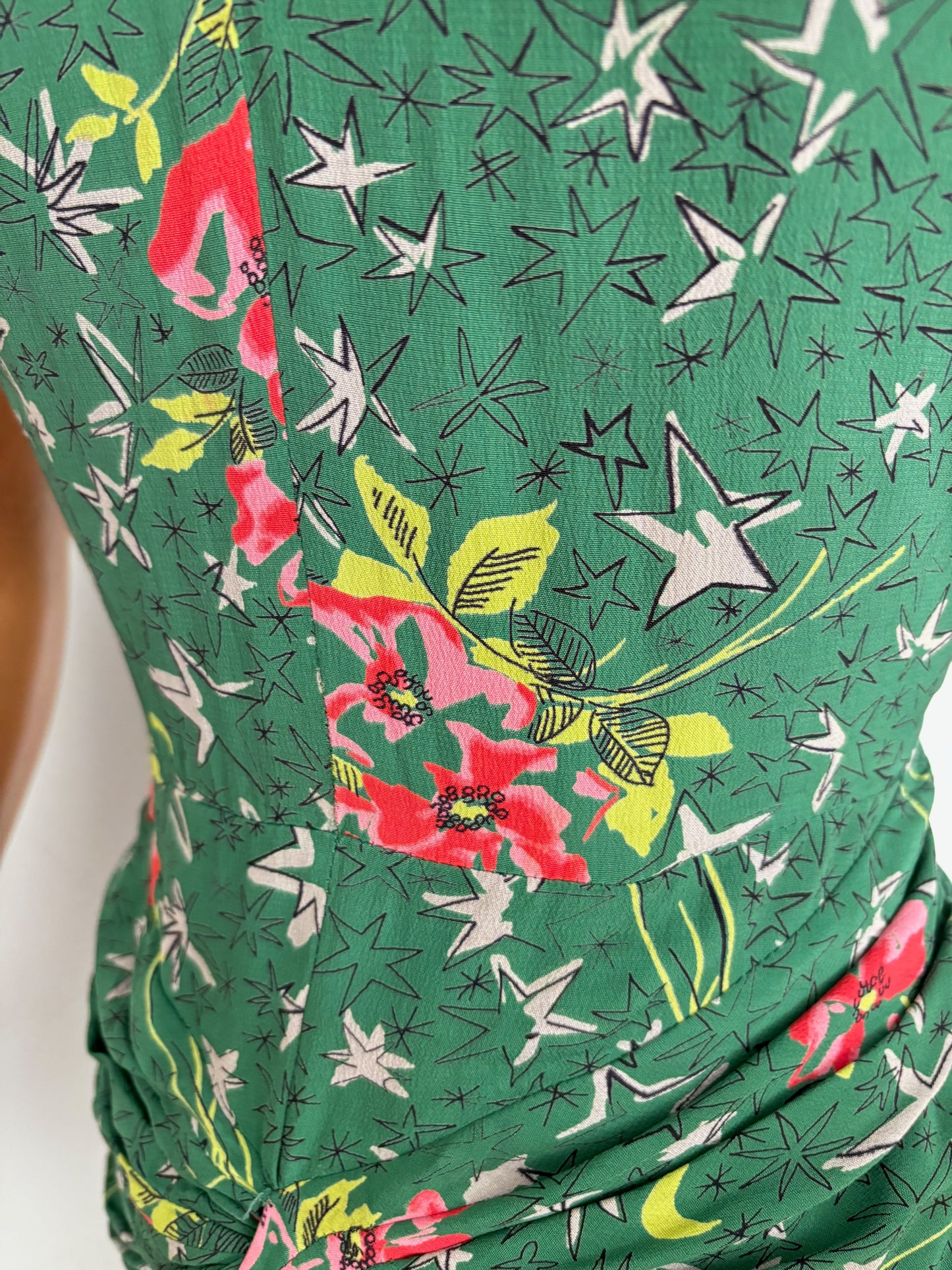1940s R&K Original Forest Green Cold Rayon Dress | XS/S