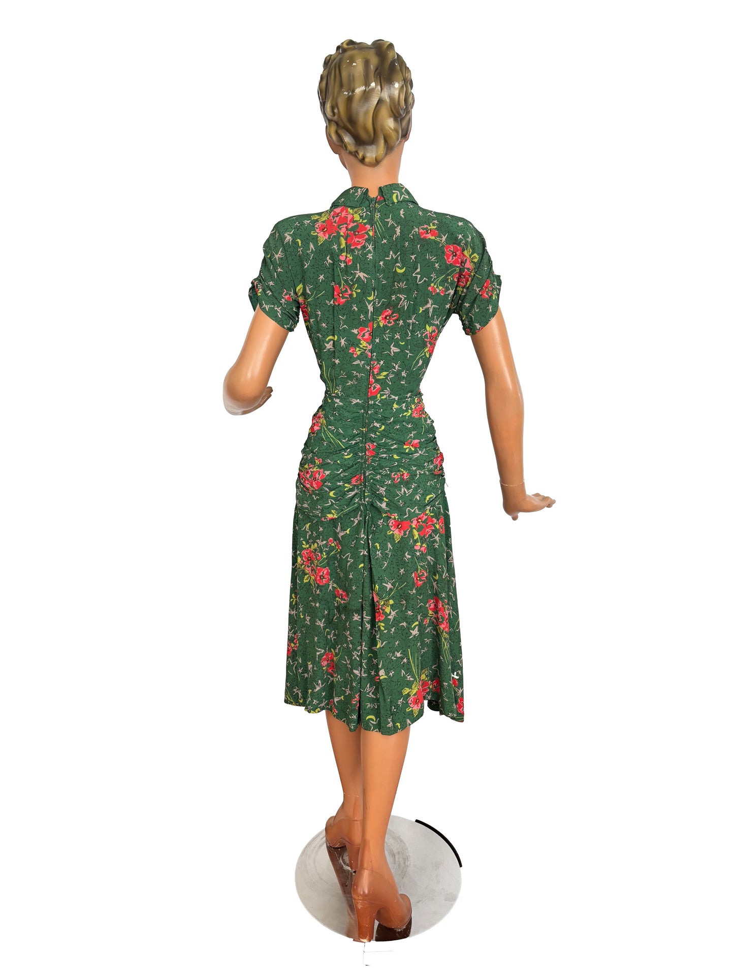 1940s R&K Original Forest Green Cold Rayon Dress | XS/S