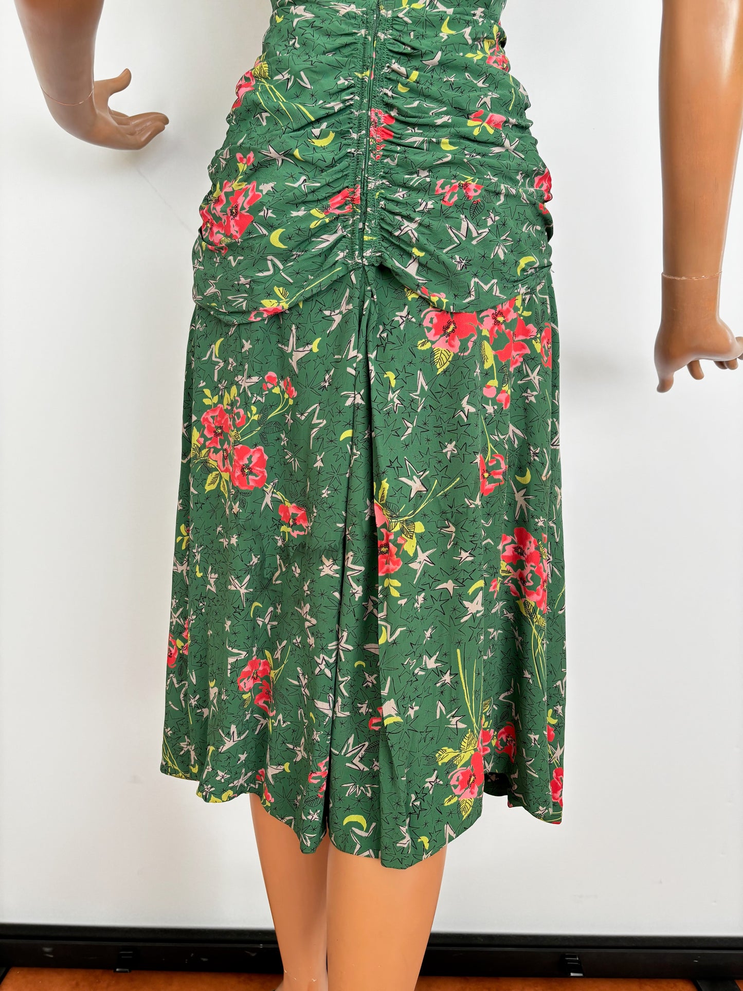 1940s R&K Original Forest Green Cold Rayon Dress | XS/S