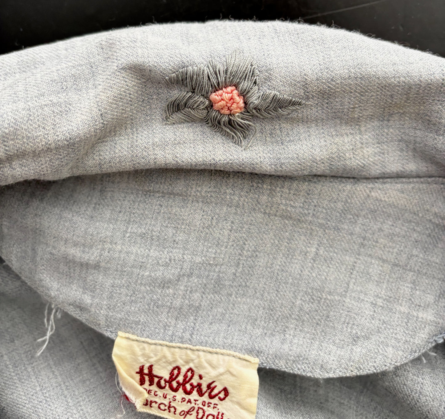 1940s/50s Hobbies Lorch of Dallas Light Blue Grey Wool Day Dress | S/M