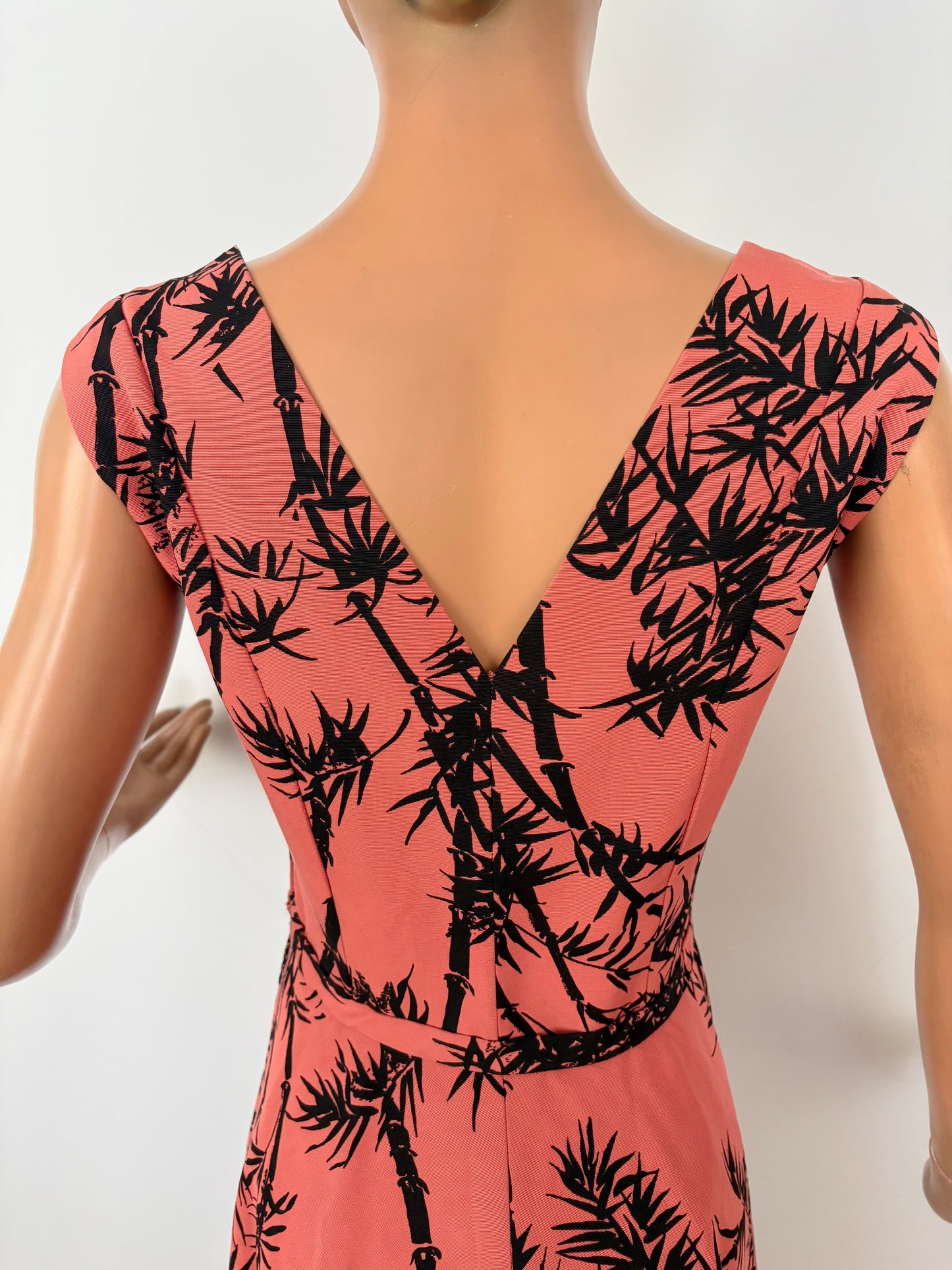 S | 1950s/60s Bamboo Print Cocktail Dress