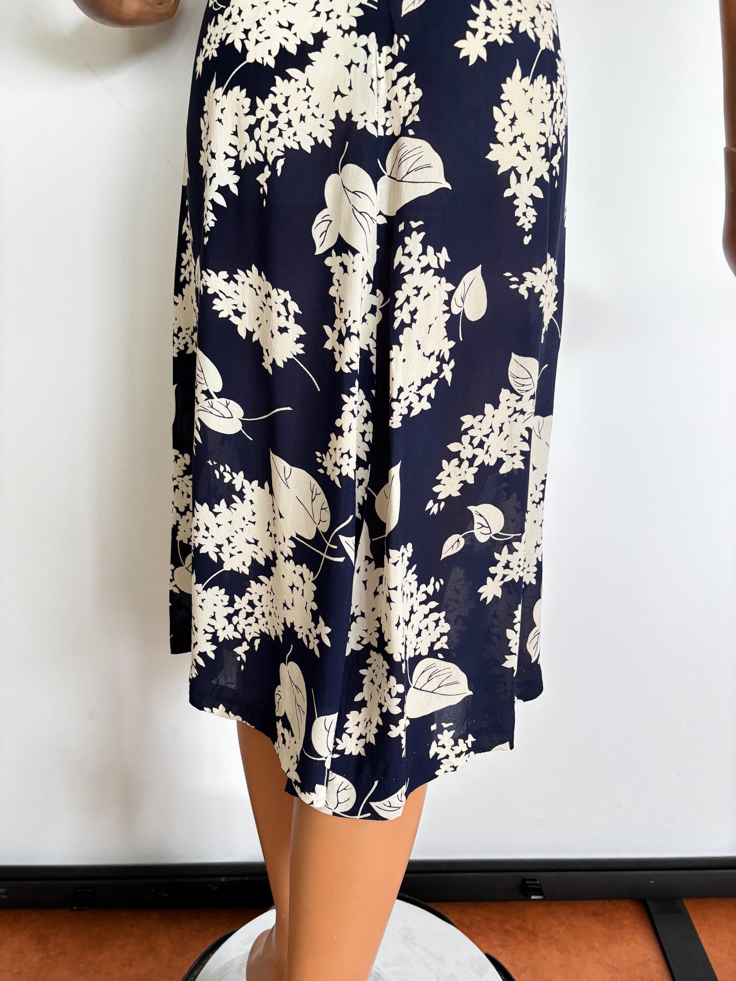1940s Midnight Blue Crepe Rayon Dress | XS/S