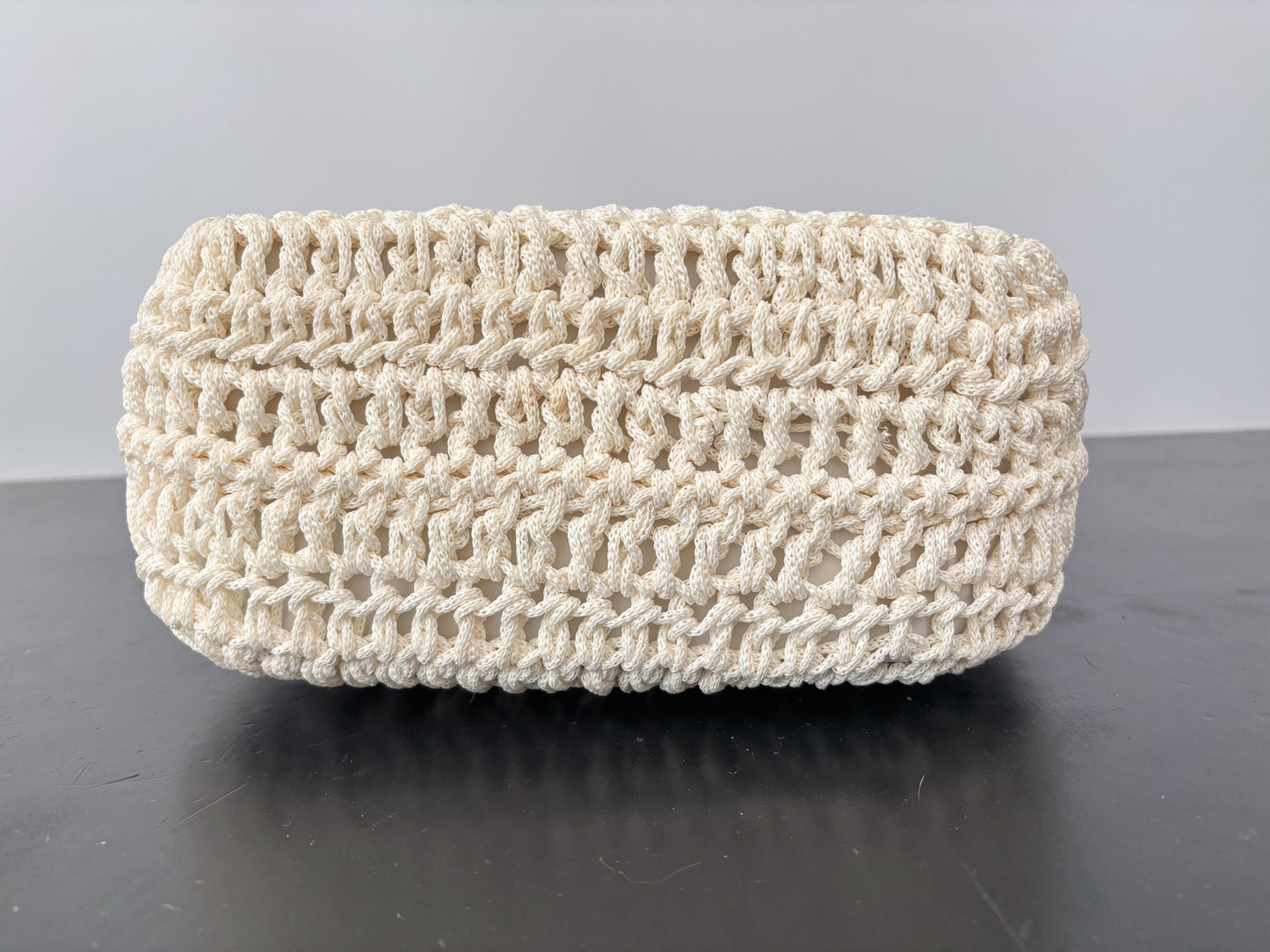 1950s/60s Cream Cord Handbag With Gold Tone Closure