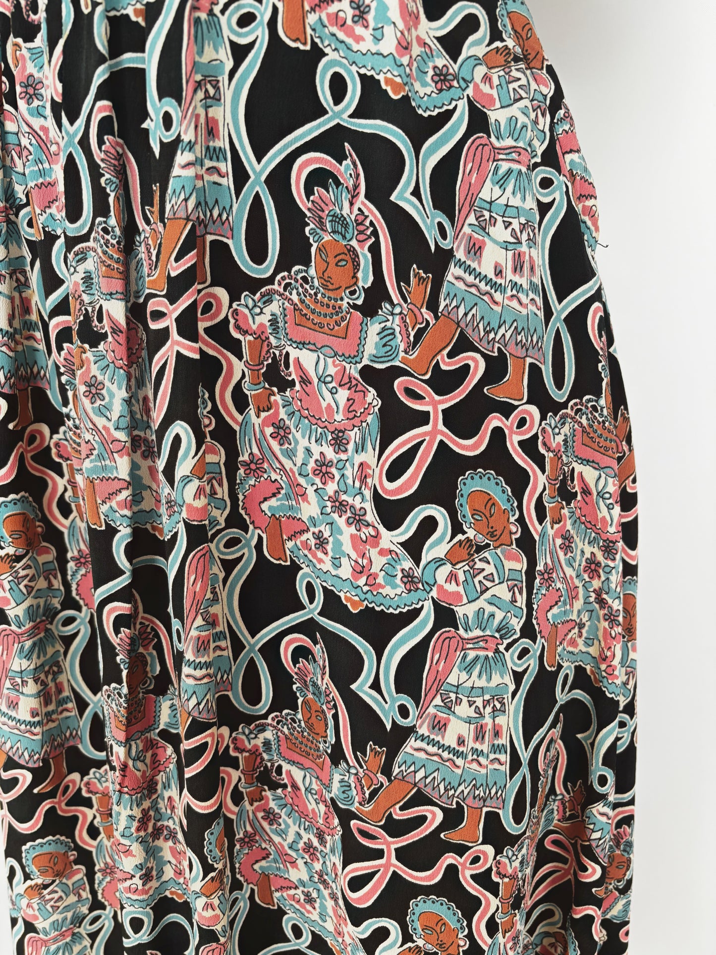 1940s Max Kopp Rayon California Novelty Print Dress | Size XS