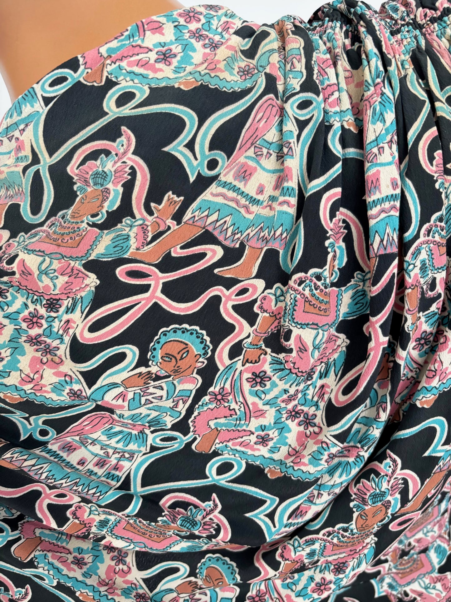 1940s Max Kopp Rayon California Novelty Print Dress | Size XS