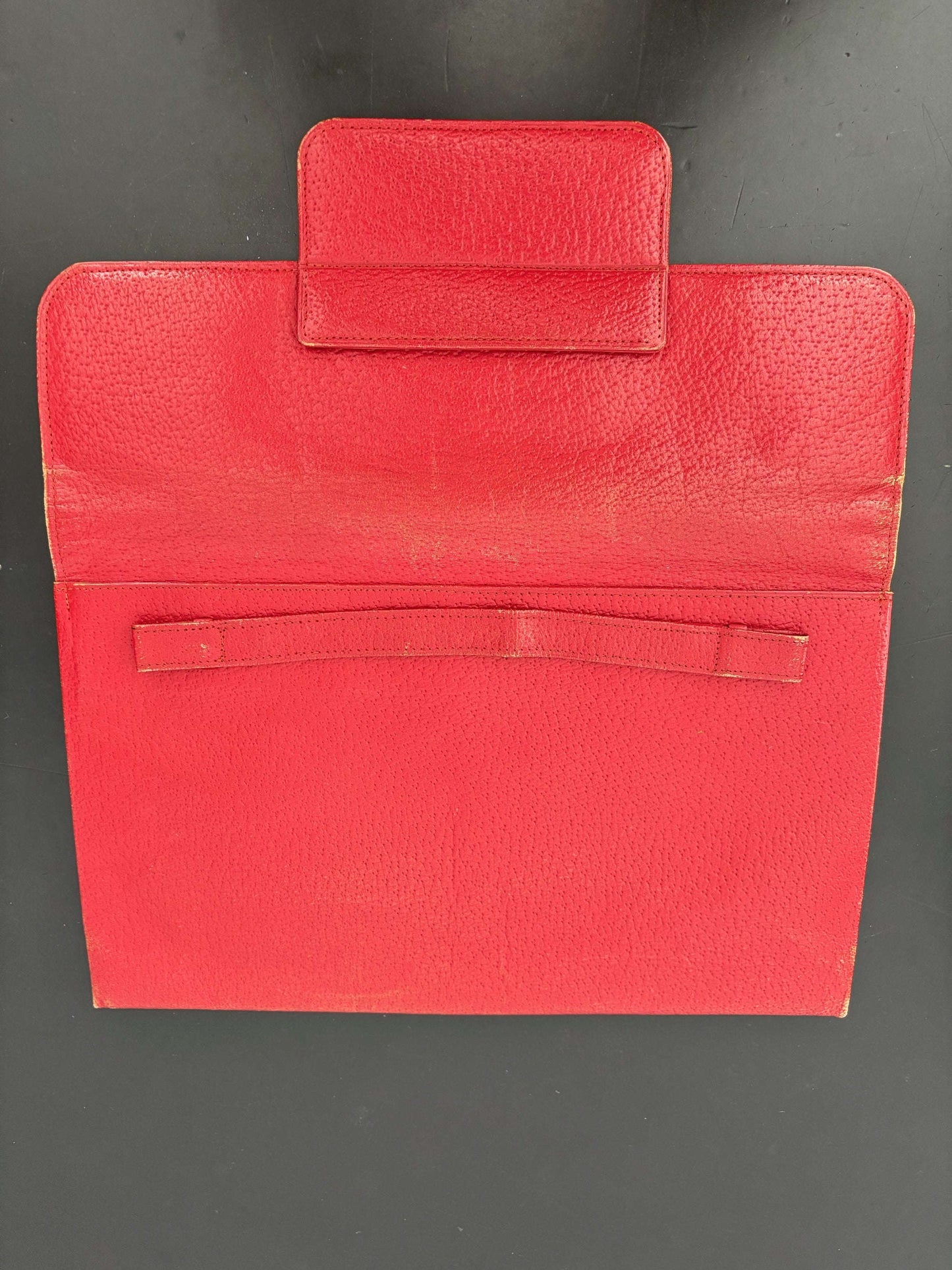 1940s Red Leather Envelope Clutch With Hand Strap Lily Scarlet