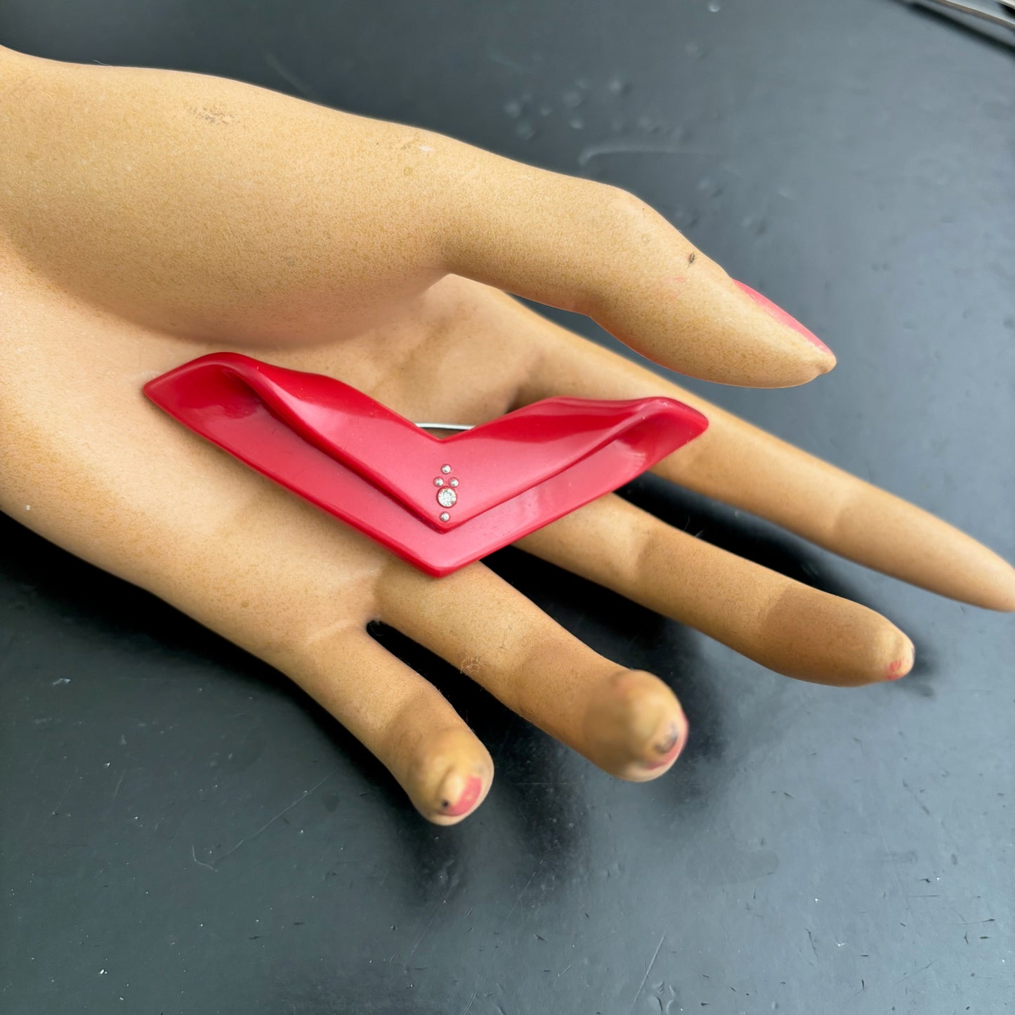 Mid Century Plastic V-Brooch