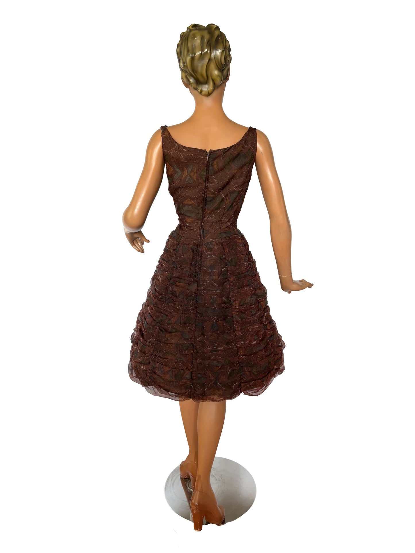 XS/S | 1950s/60s Crepe Tulle Cocktail Dress
