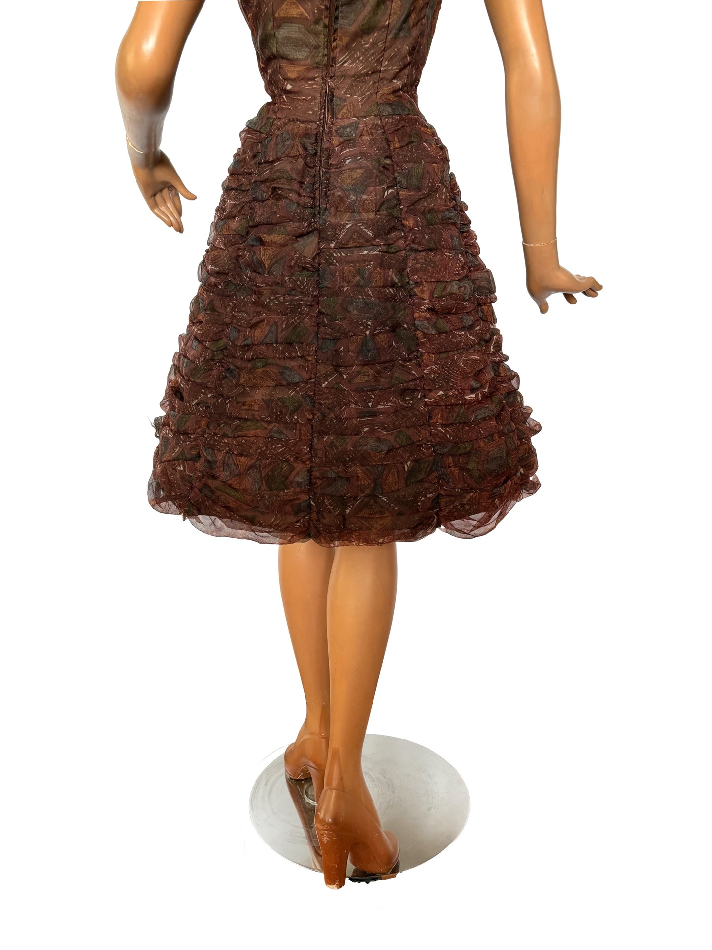 XS/S | 1950s/60s Crepe Tulle Cocktail Dress