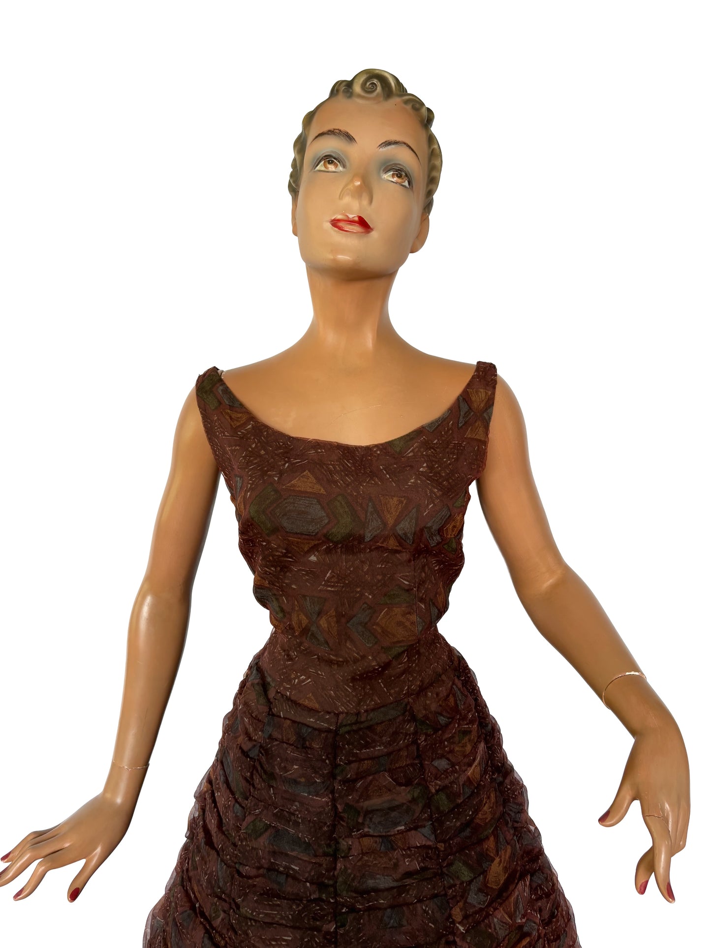 XS/S | 1950s/60s Crepe Tulle Cocktail Dress