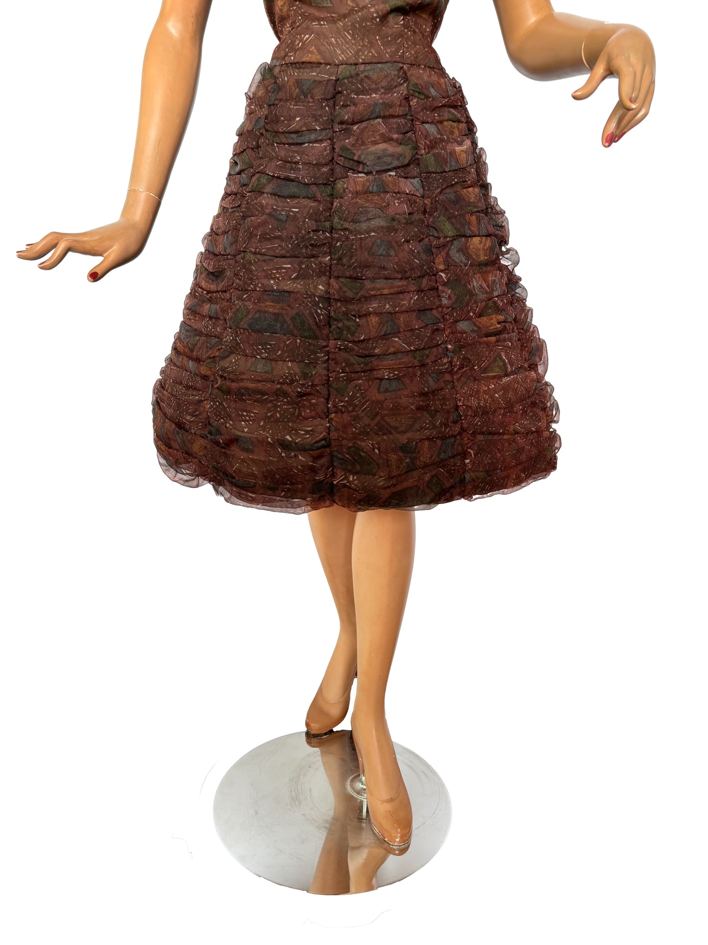XS/S | 1950s/60s Crepe Tulle Cocktail Dress