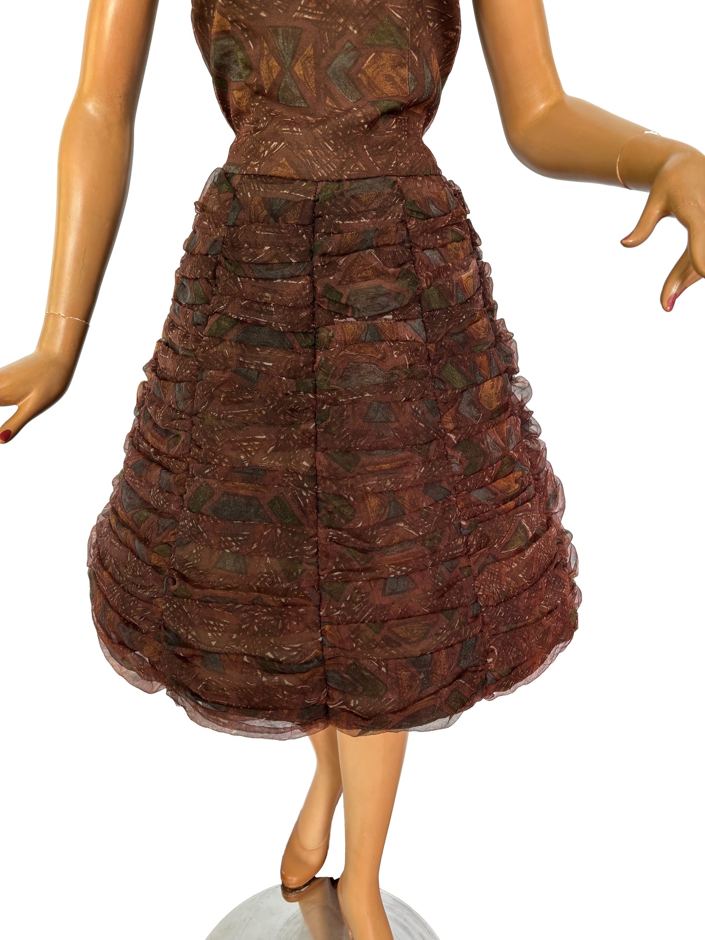 XS/S | 1950s/60s Crepe Tulle Cocktail Dress