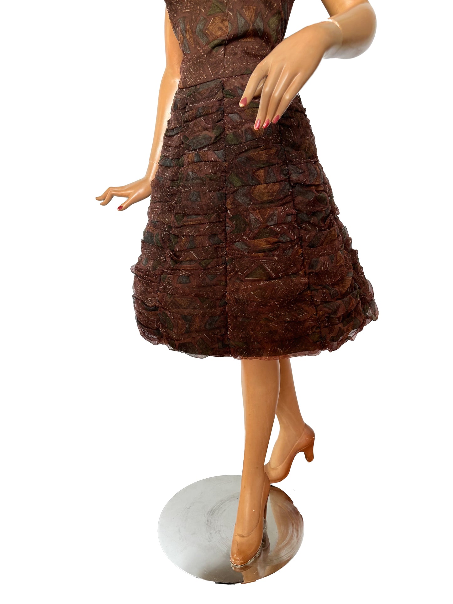 XS/S | 1950s/60s Crepe Tulle Cocktail Dress
