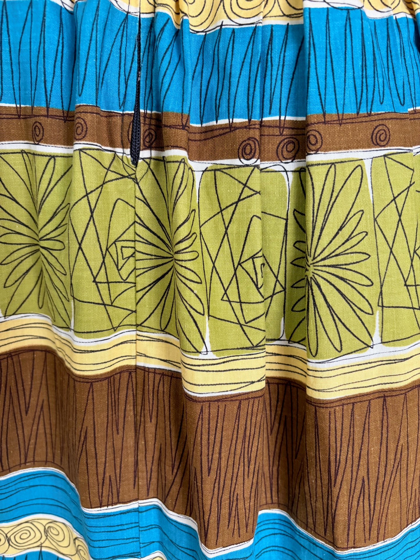 S/M | 1950s Atomic Border Print Cotton Skirt