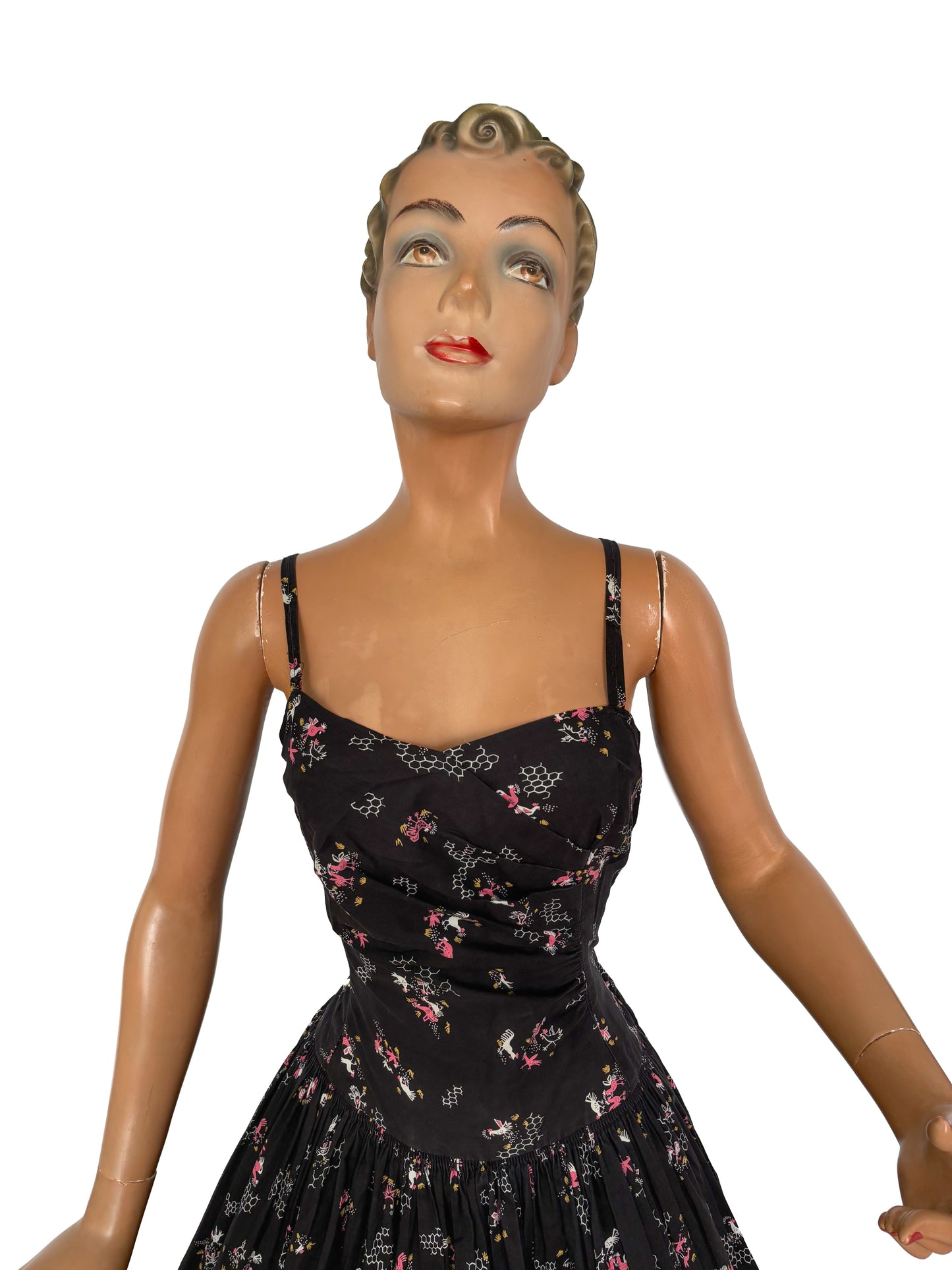 XS | 1940s Chicken Novelty Print Dress and Bolero Set