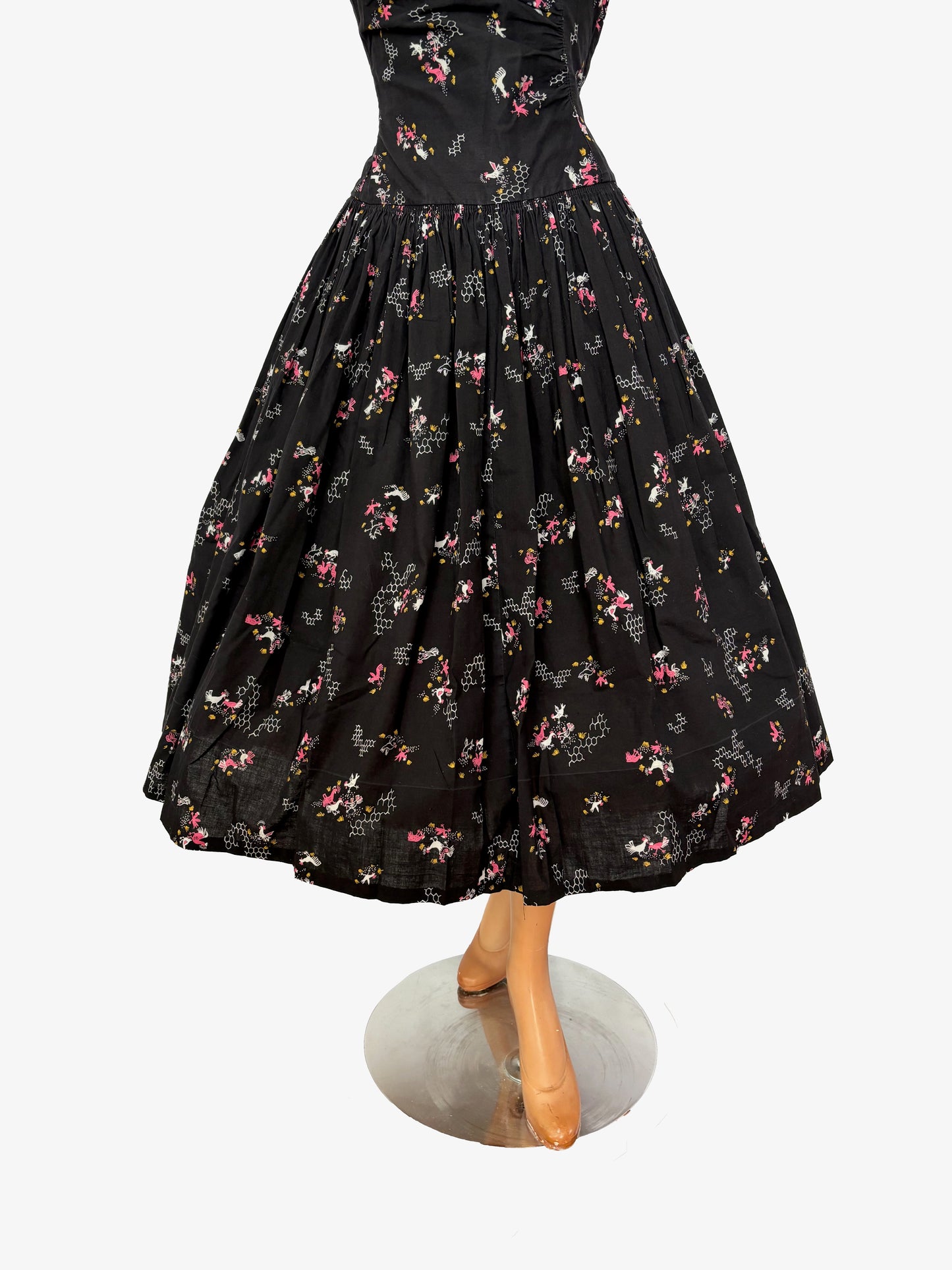 XS | 1940s Chicken Novelty Print Dress and Bolero Set