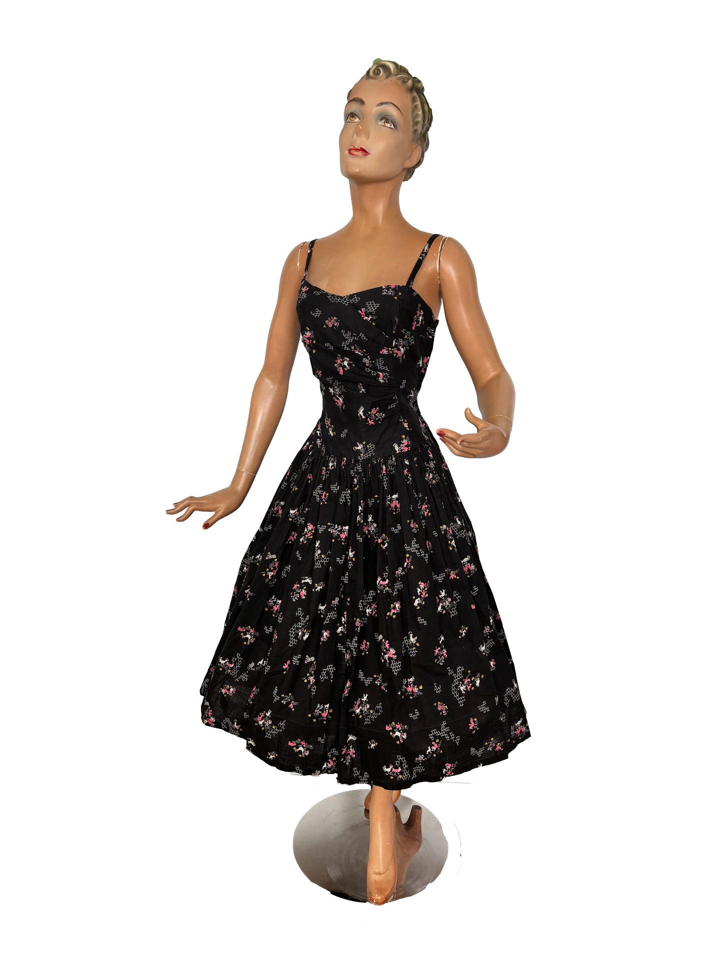 XS | 1940s Chicken Novelty Print Dress and Bolero Set