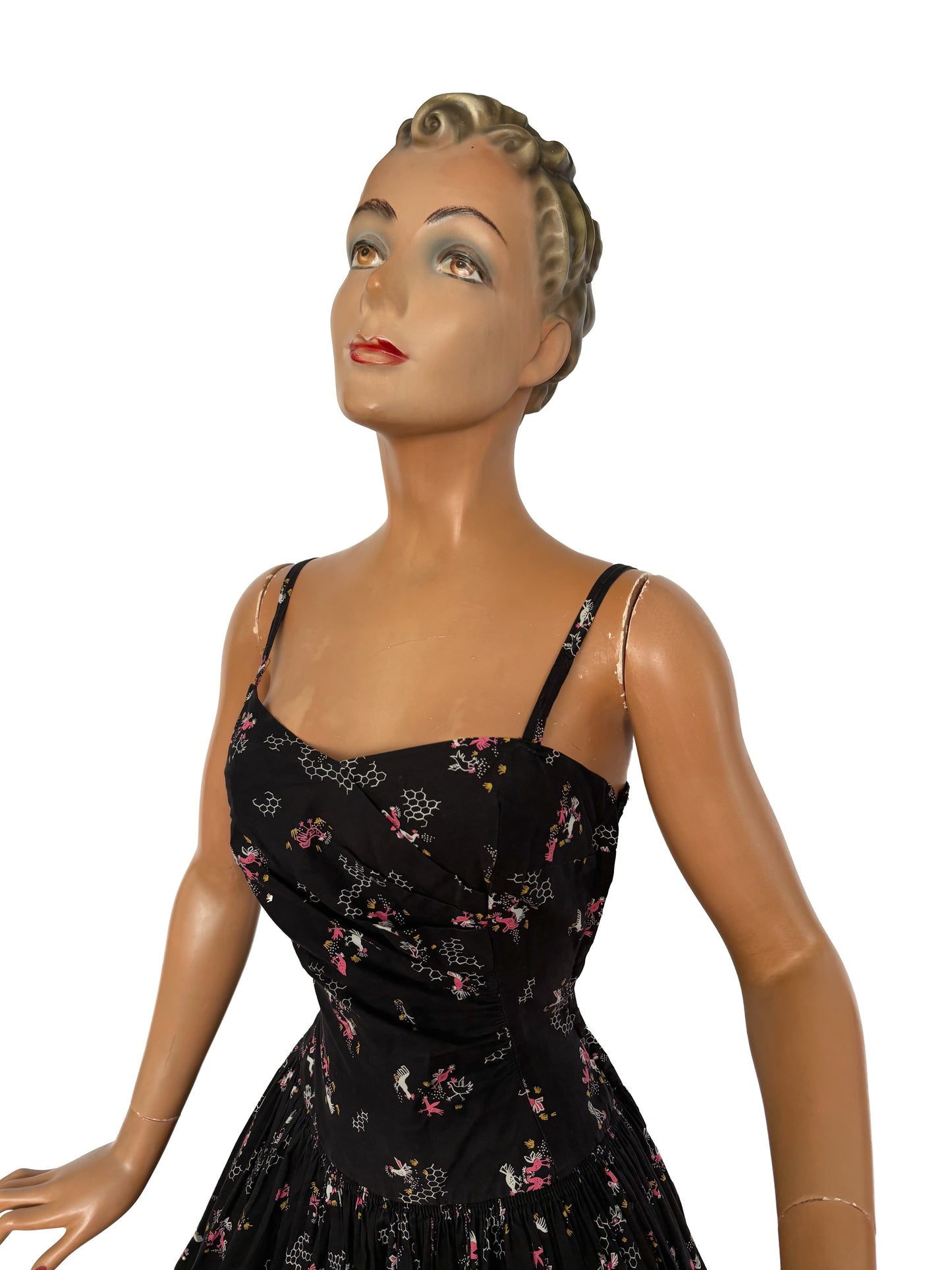 XS | 1940s Chicken Novelty Print Dress and Bolero Set