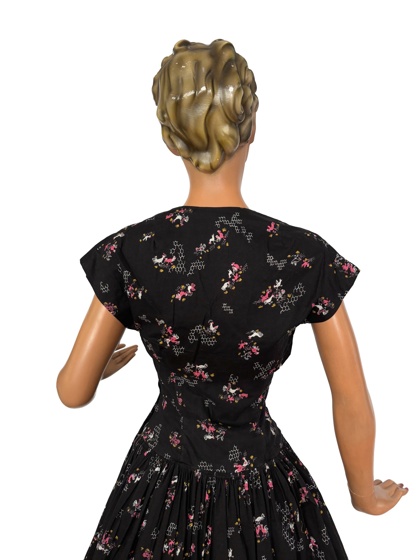 XS | 1940s Chicken Novelty Print Dress and Bolero Set