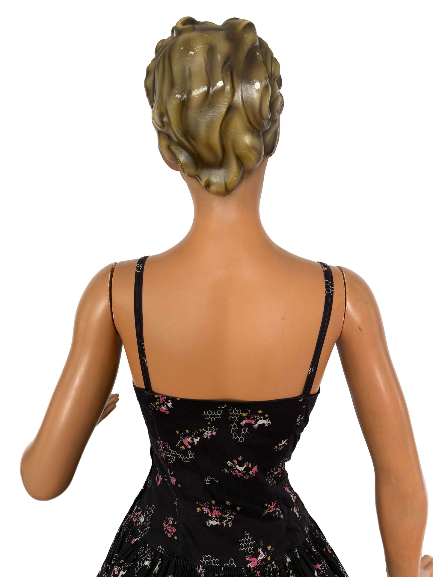 XS | 1940s Chicken Novelty Print Dress and Bolero Set Lily Scarlet
