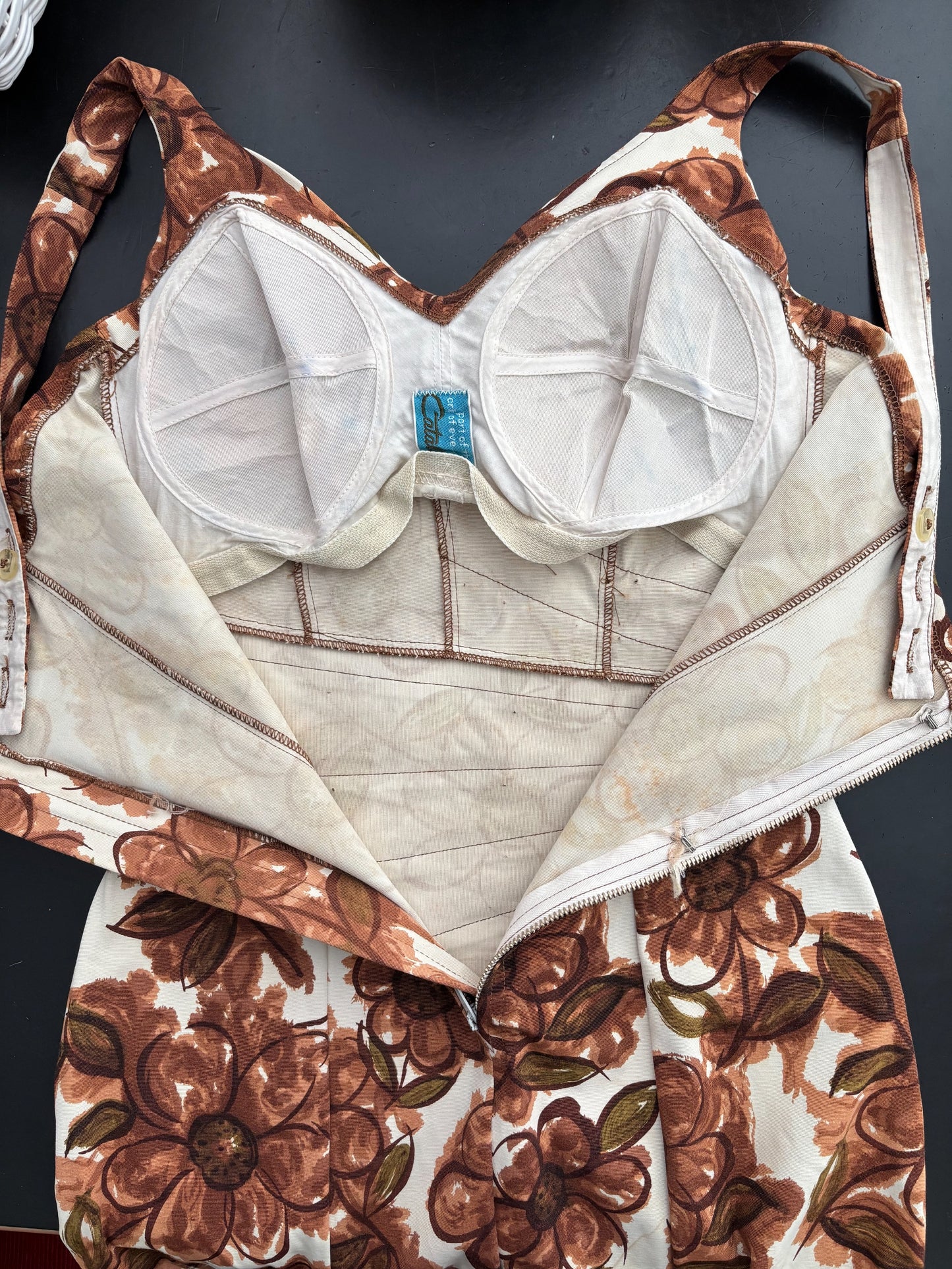 S | 1950s/60s Catalina The Art Of Eve Floral Bathing Suit
