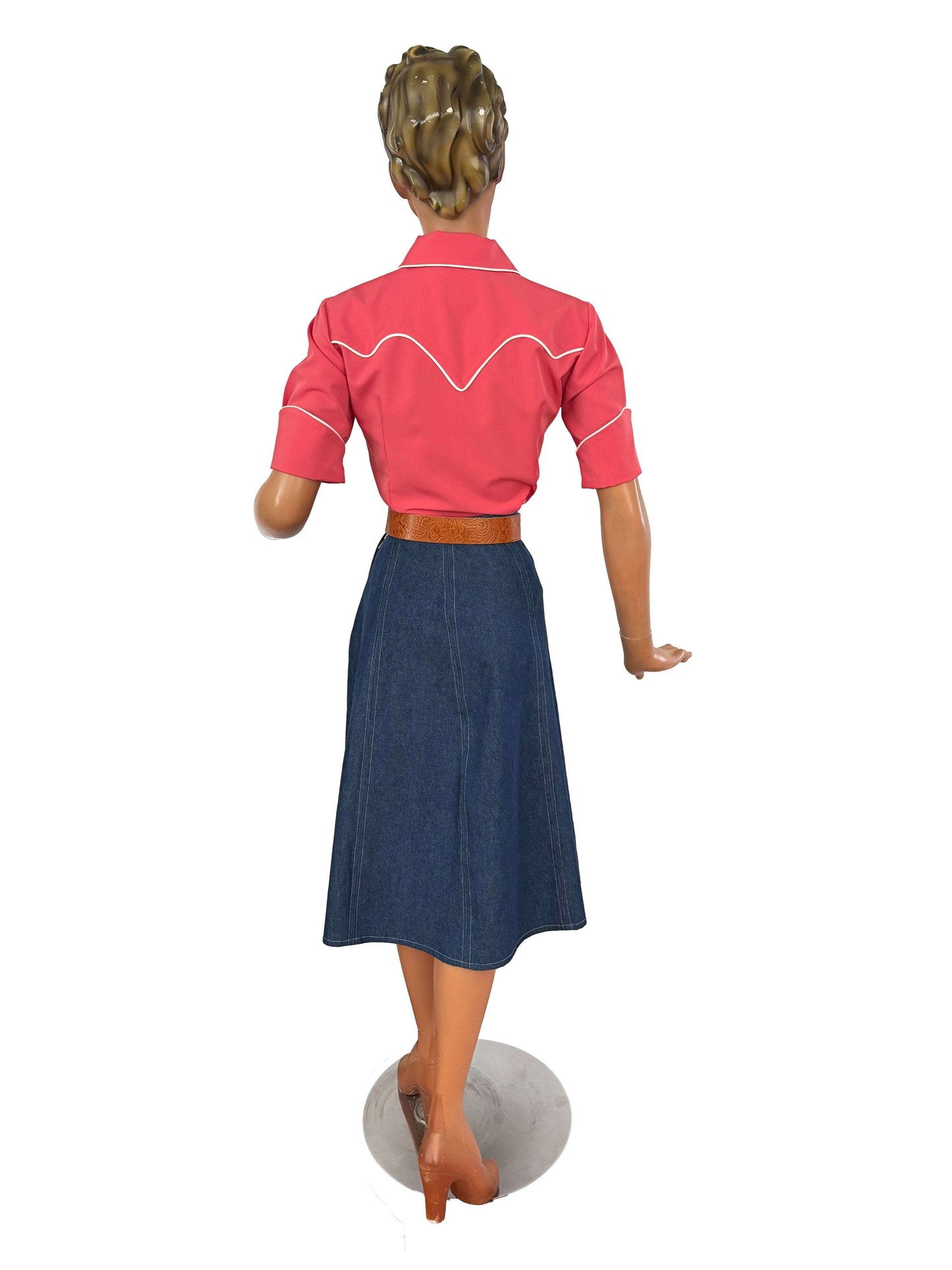 Lorraine 1940s Western Blouse Flamingo Pink Lily Scarlet