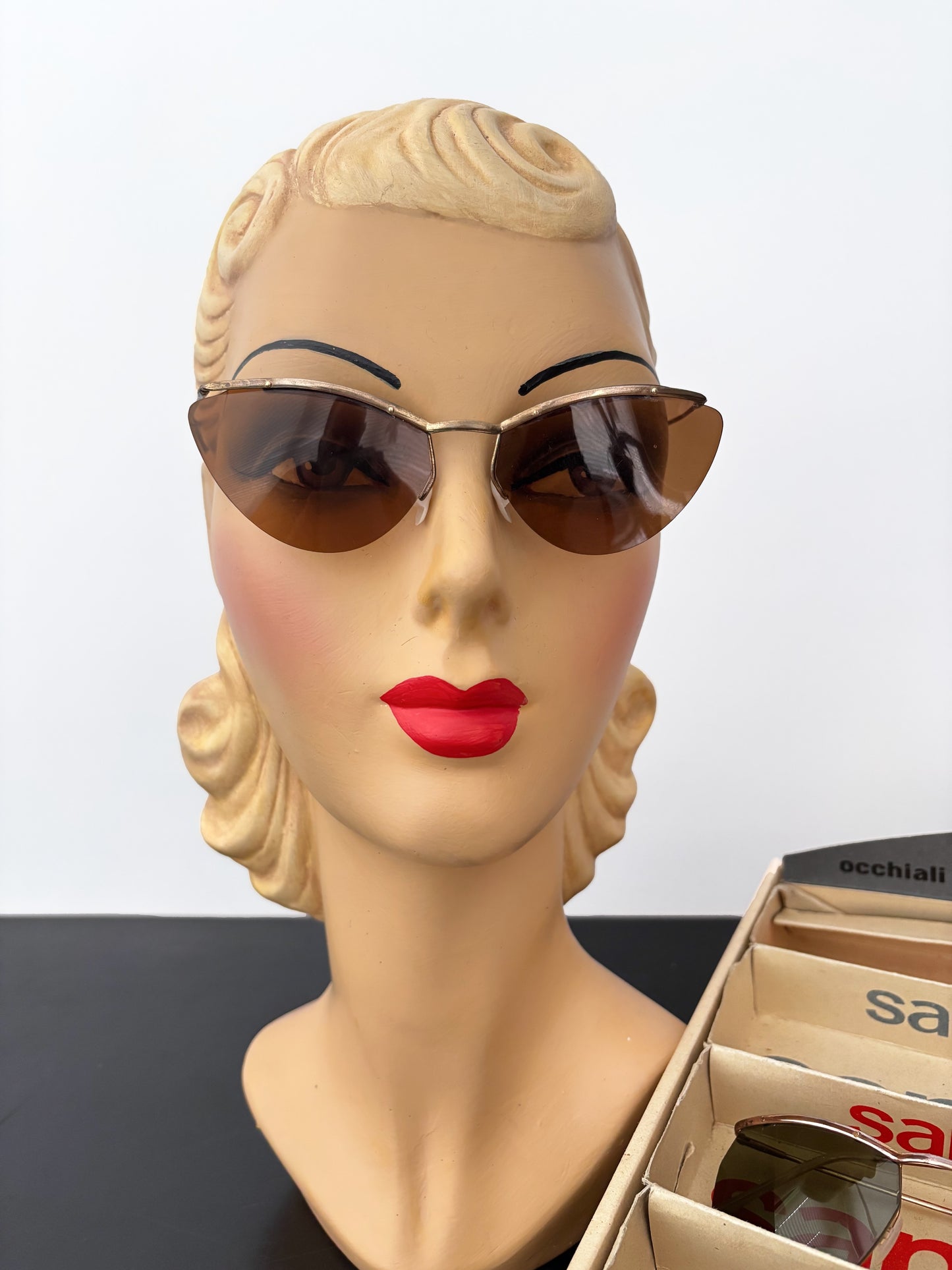 1950s Samco Gold Metal Cat Eye Sunglasses