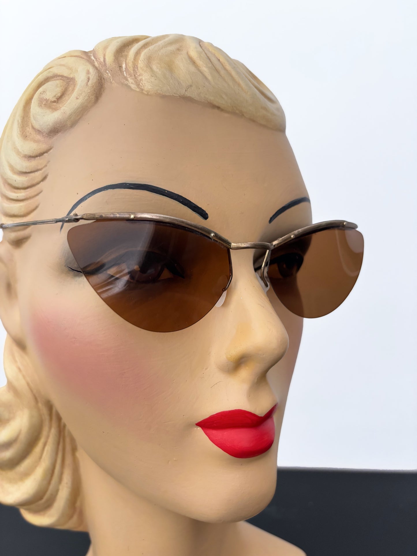 1950s Samco Gold Metal Cat Eye Sunglasses