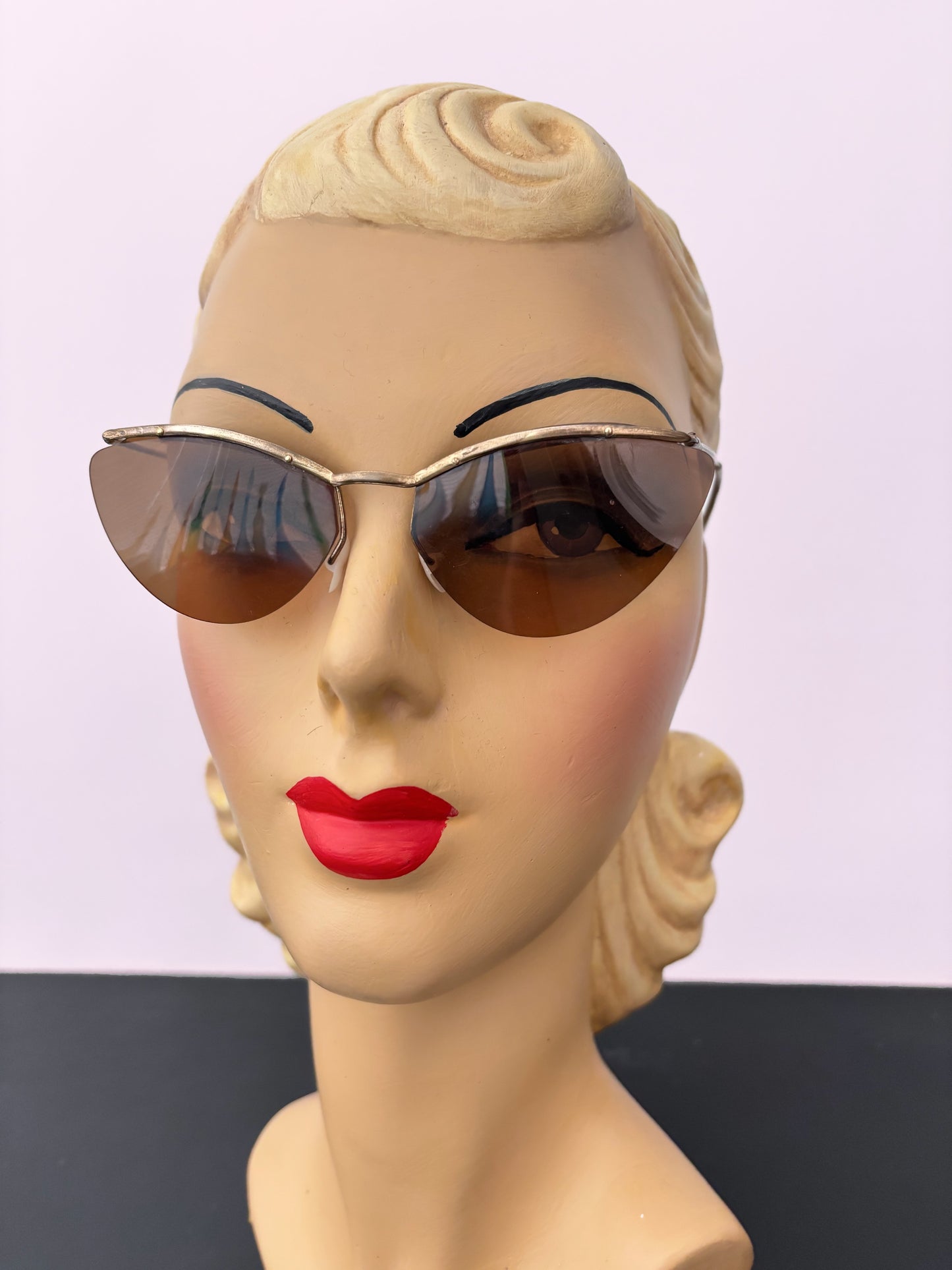 1950s Samco Gold Metal Cat Eye Sunglasses