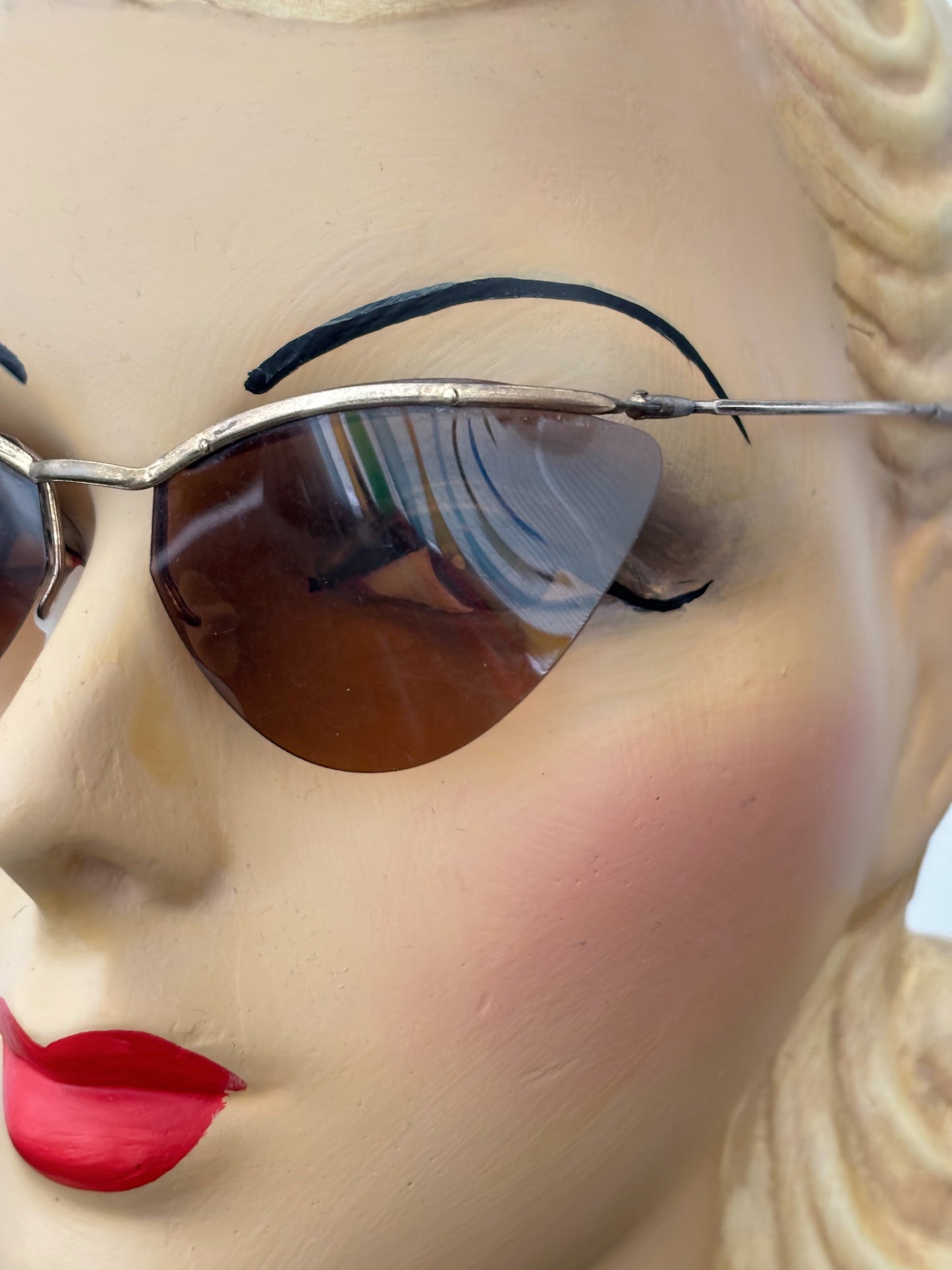 1950s Samco Gold Metal Cat Eye Sunglasses