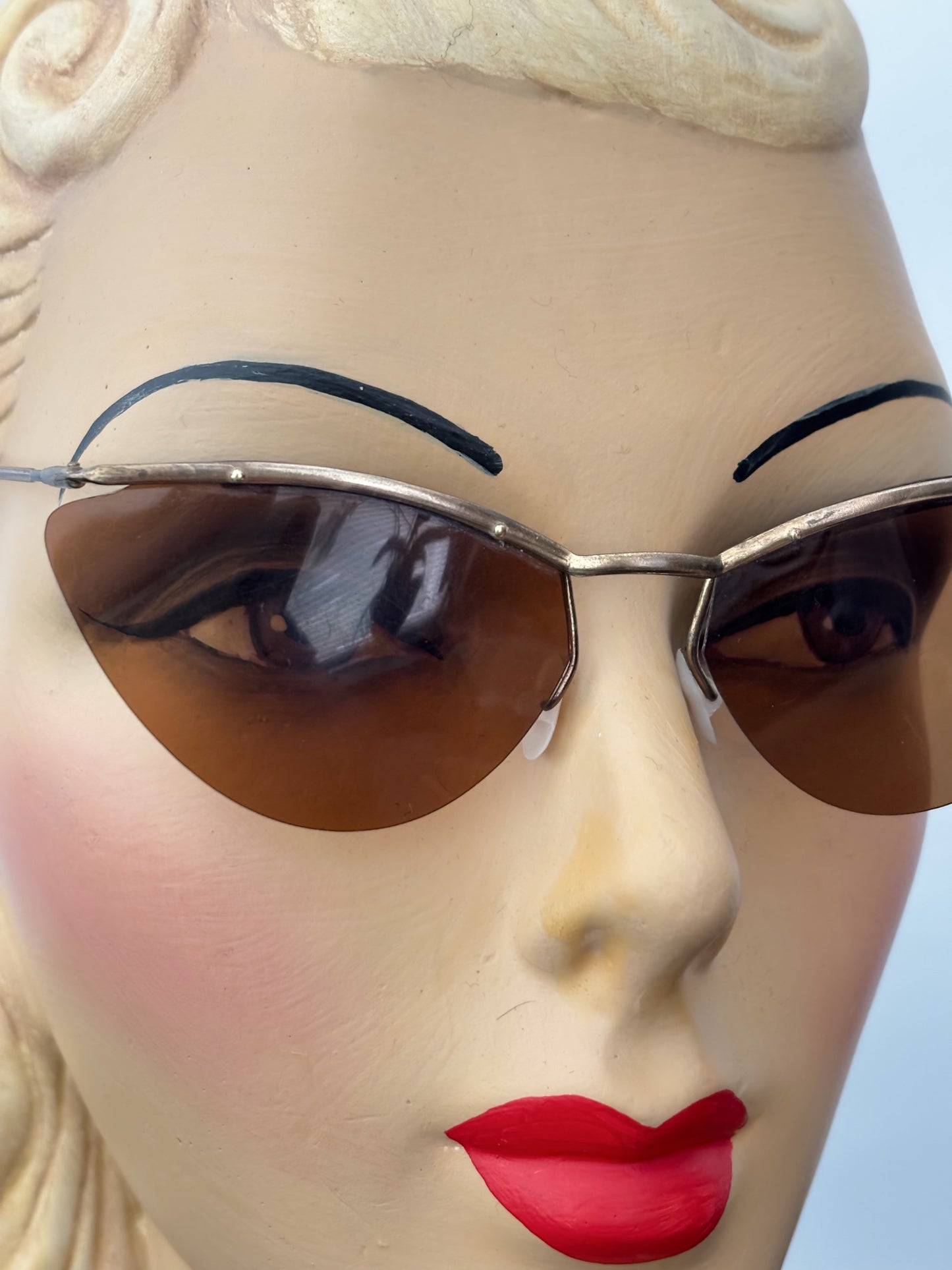 1950s Samco Gold Metal Cat Eye Sunglasses