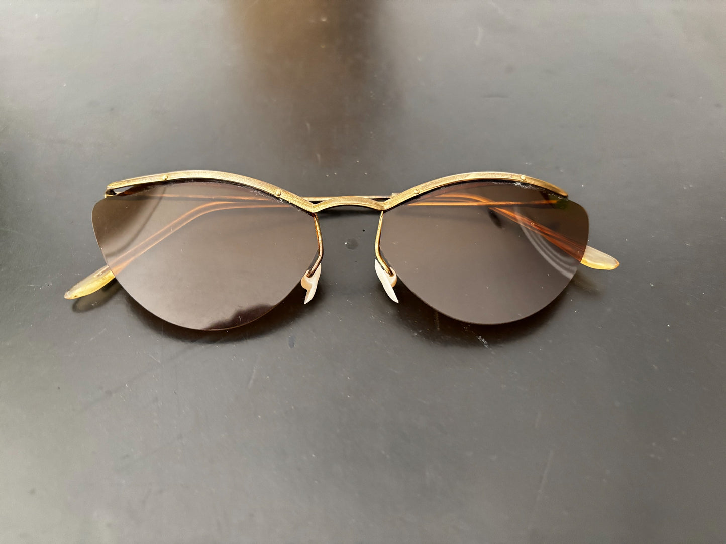 1950s Samco Gold Metal Cat Eye Sunglasses