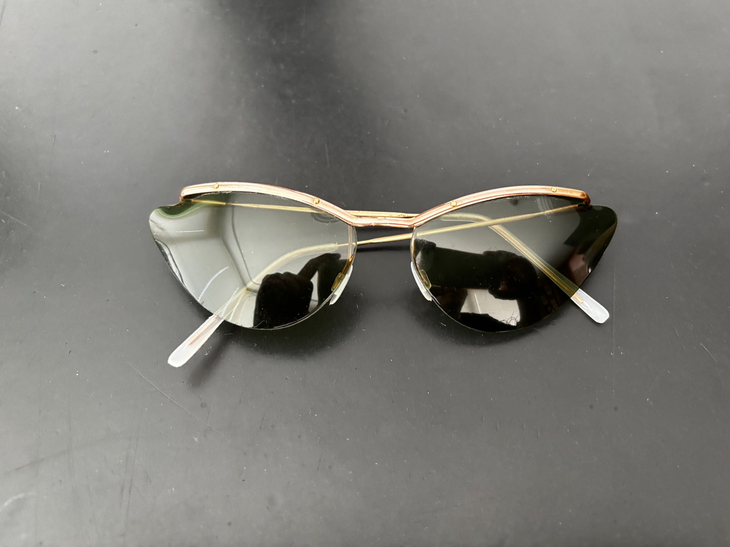 1950s Samco Gold Metal Wide Cat Eye Sunglasses