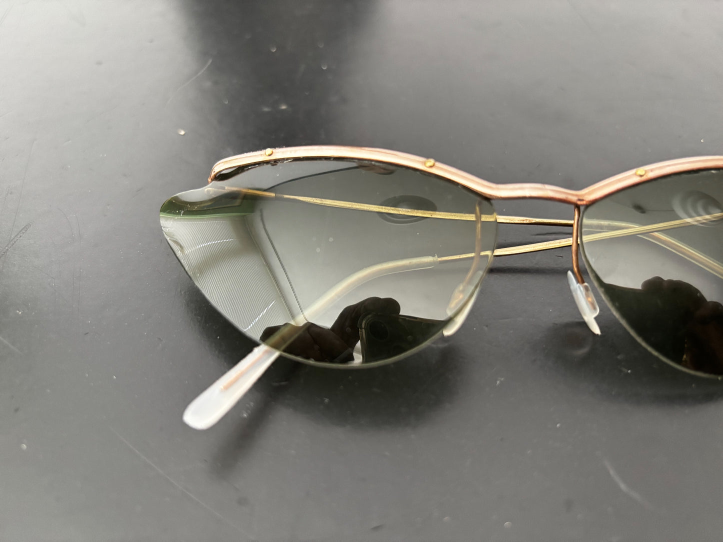 1950s Samco Gold Metal Wide Cat Eye Sunglasses