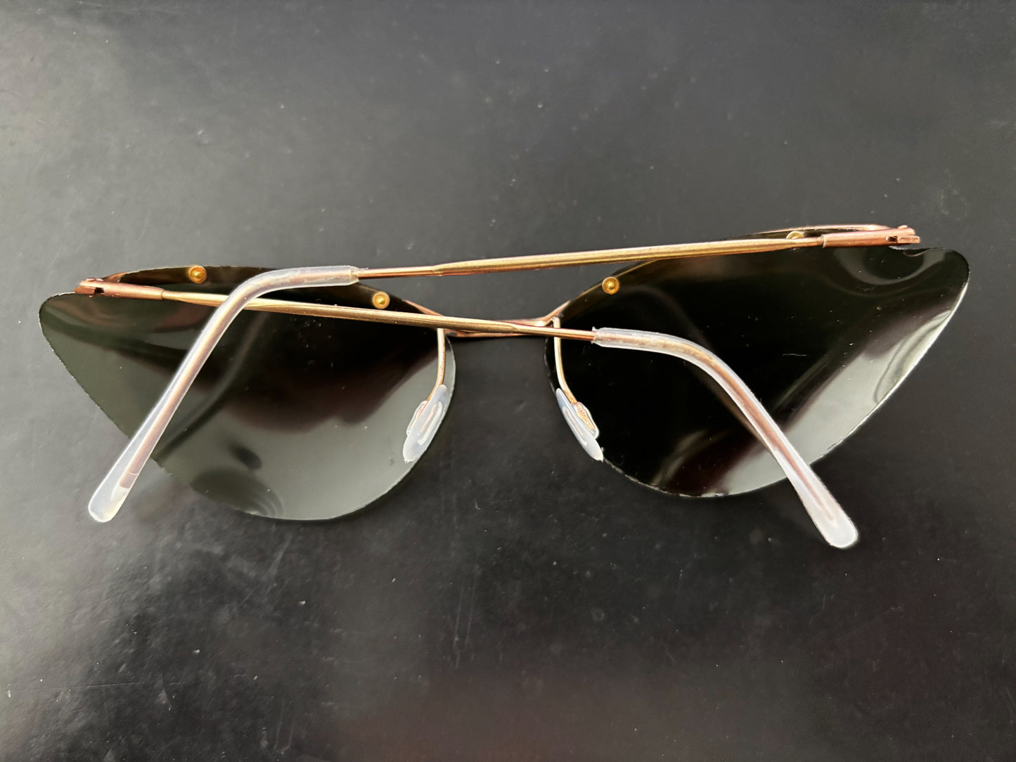 1950s Samco Gold Metal Wide Cat Eye Sunglasses