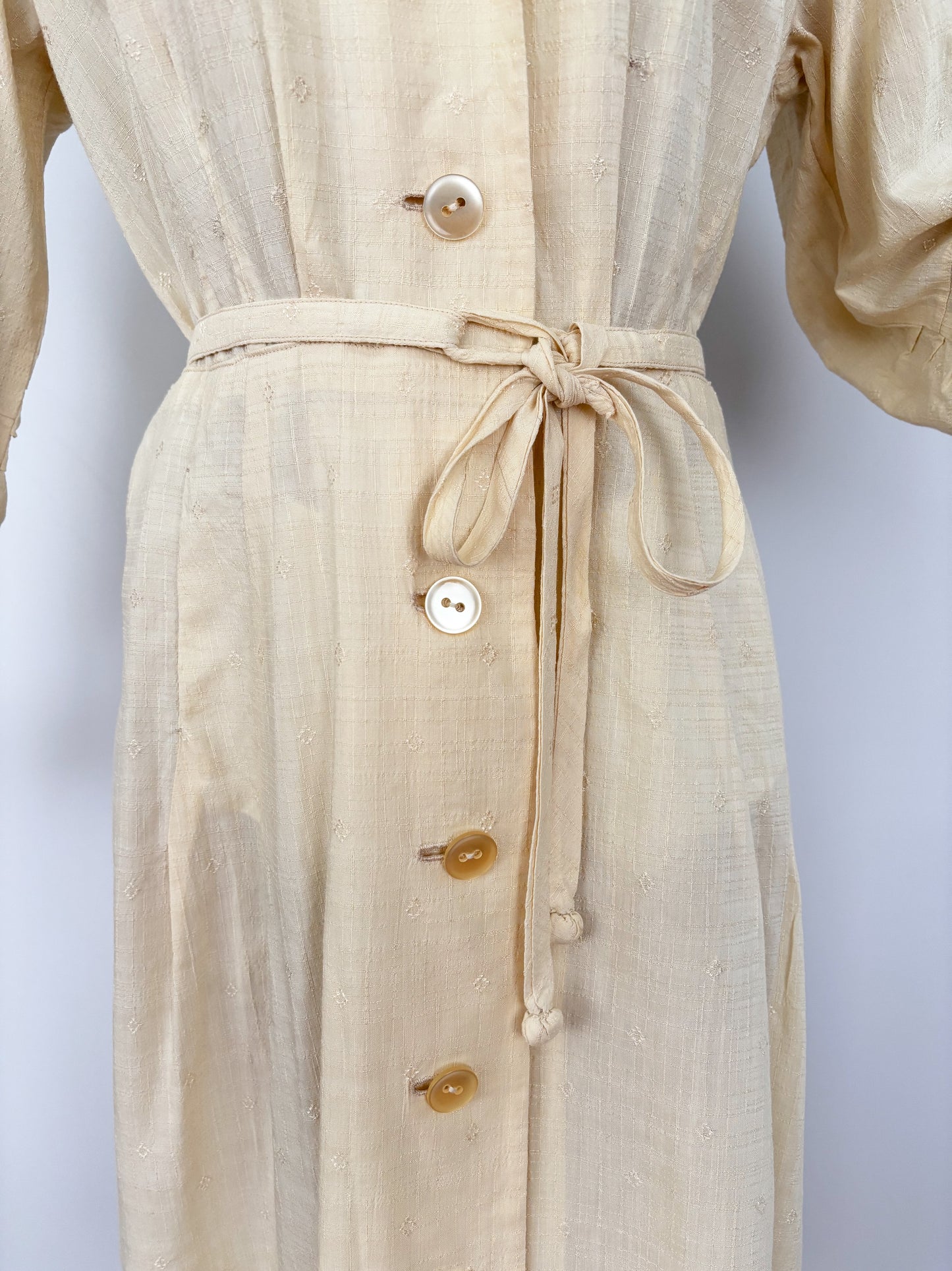1950s Structured Cream Cotton Shirt Dress | XL
