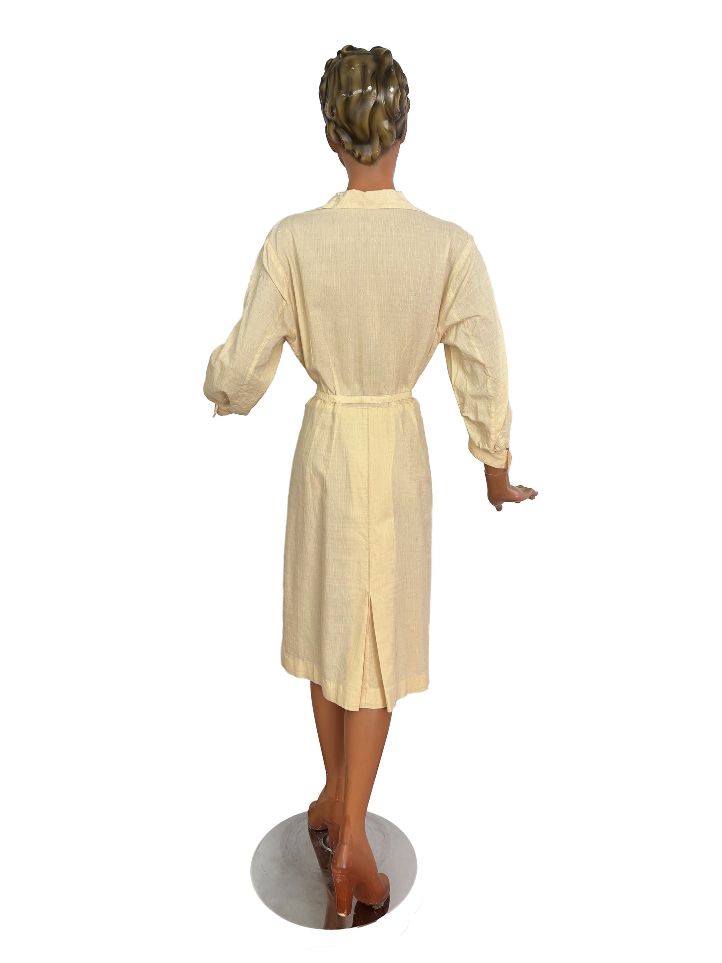 1950s Structured Cream Cotton Shirt Dress | XL
