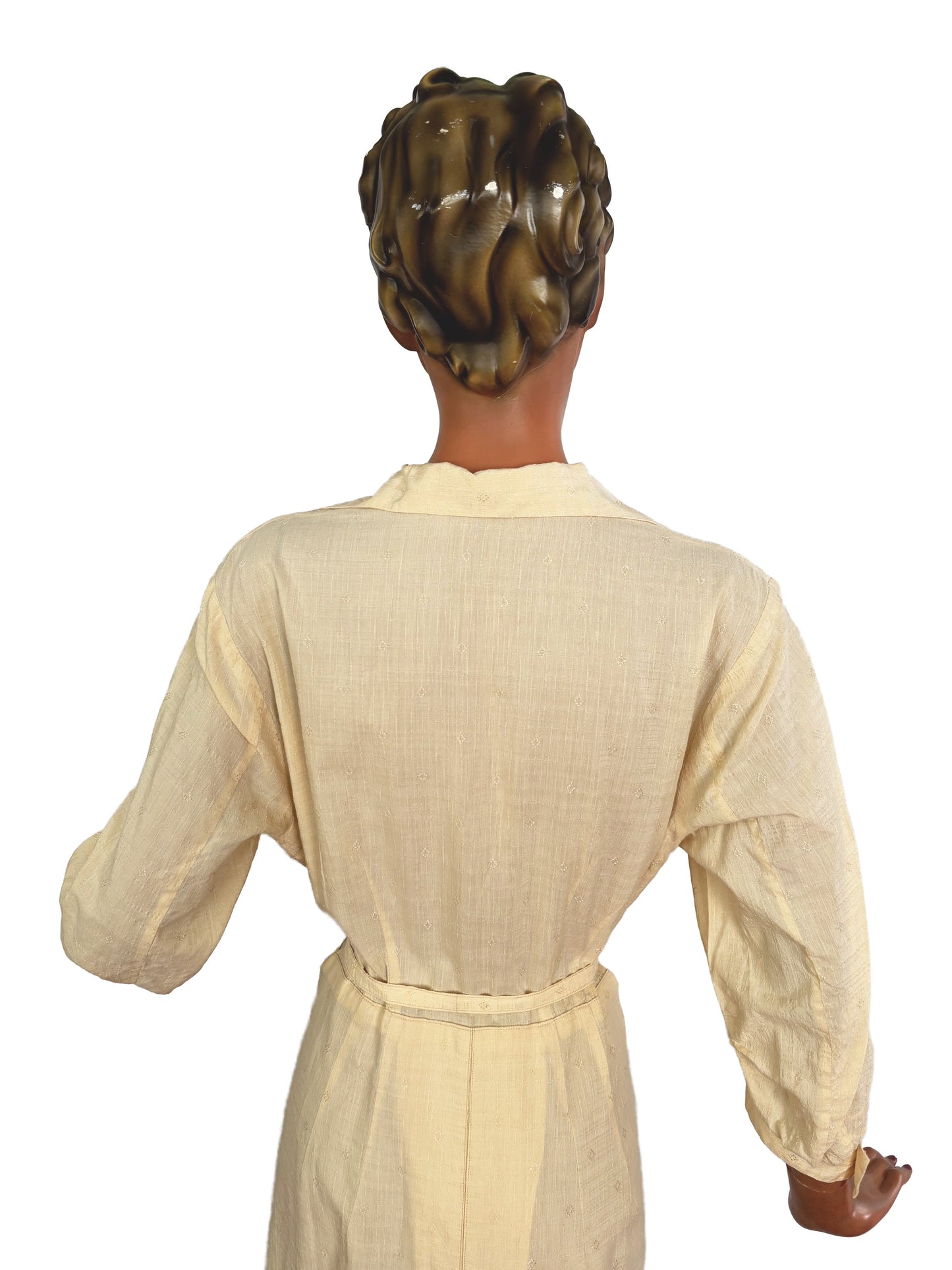 1950s Structured Cream Cotton Shirt Dress | XL