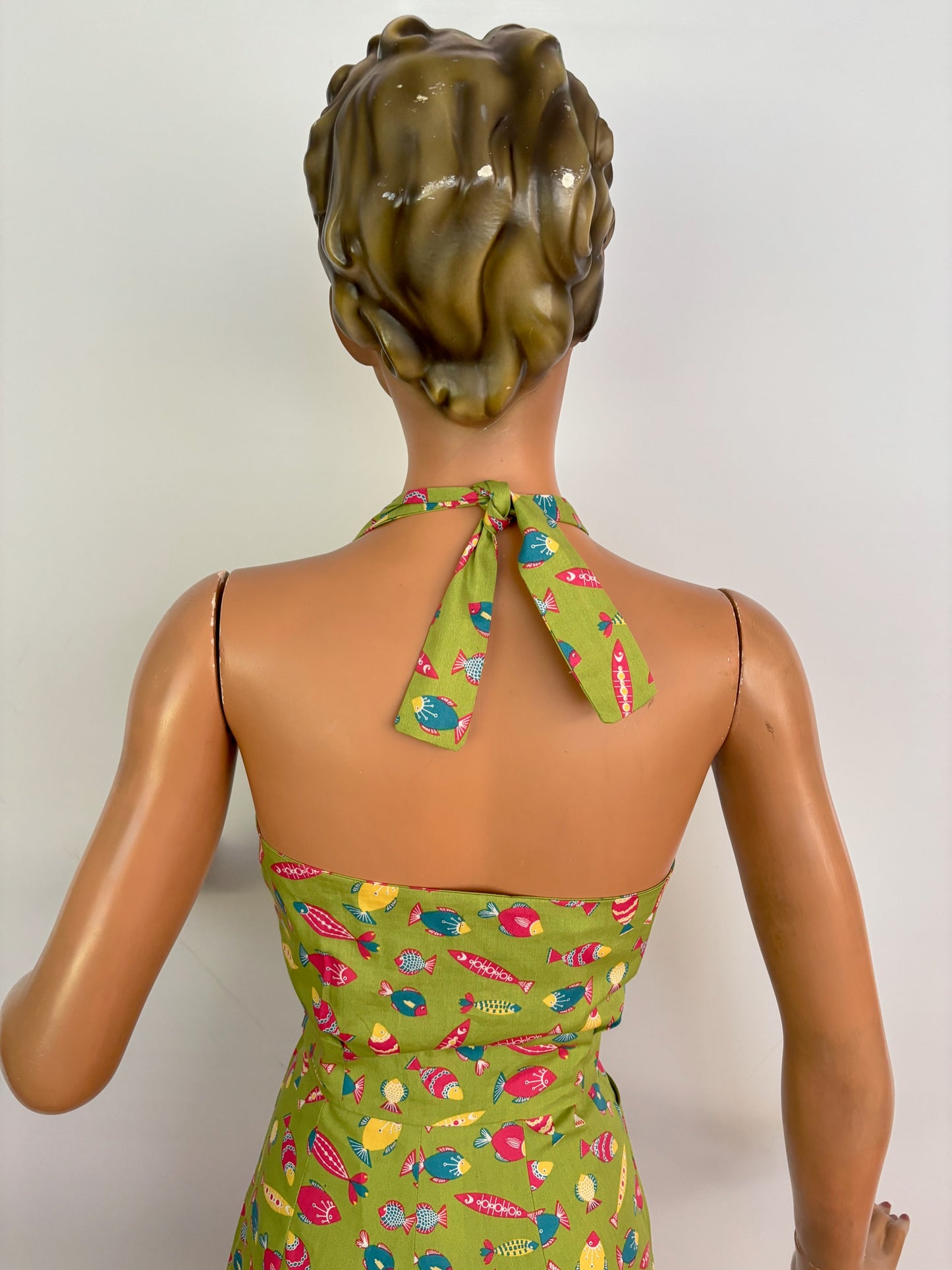 S or M/L | 1950s Style Fish Novelty Print Halter Top