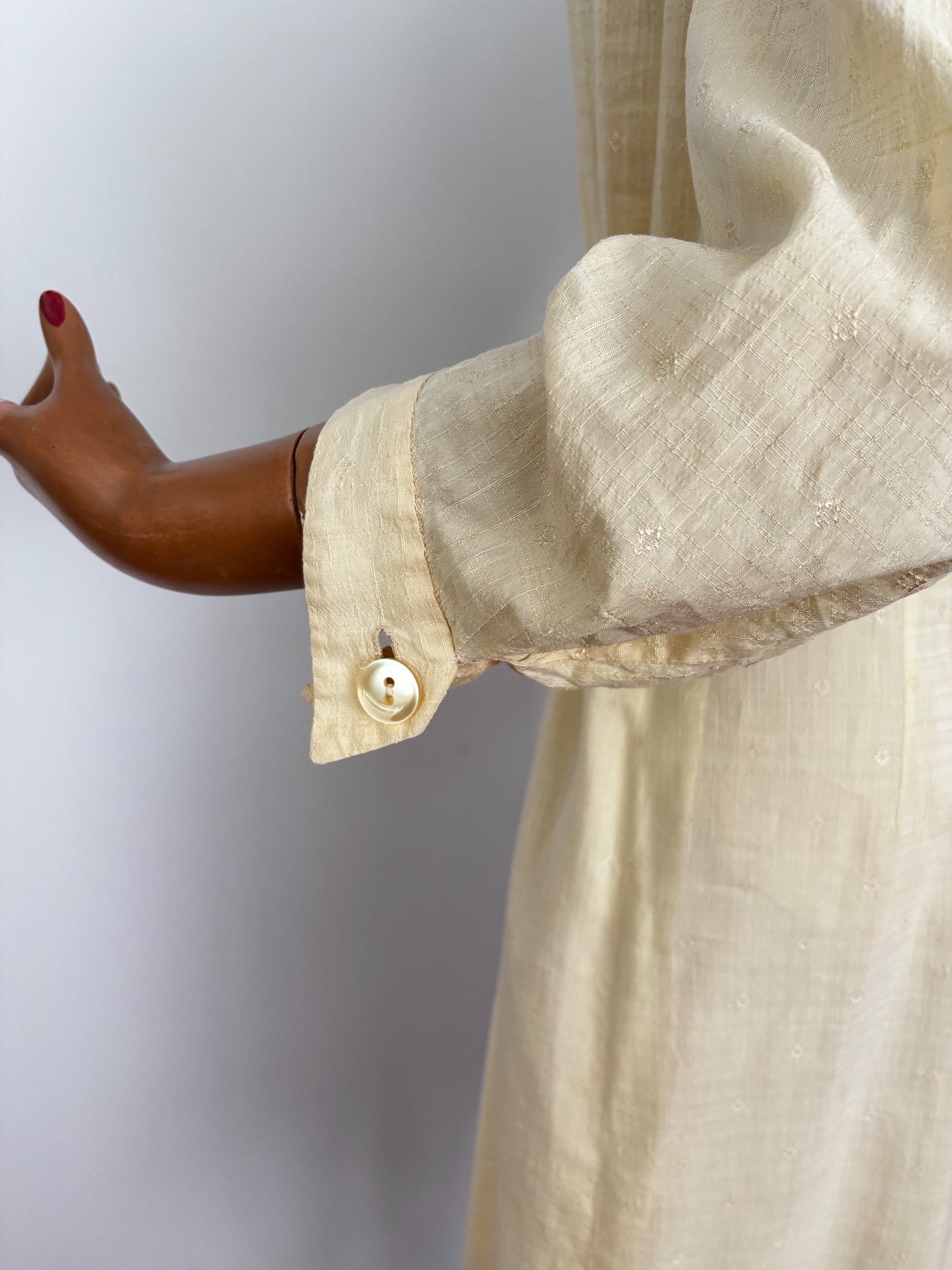 1950s Structured Cream Cotton Shirt Dress | XL