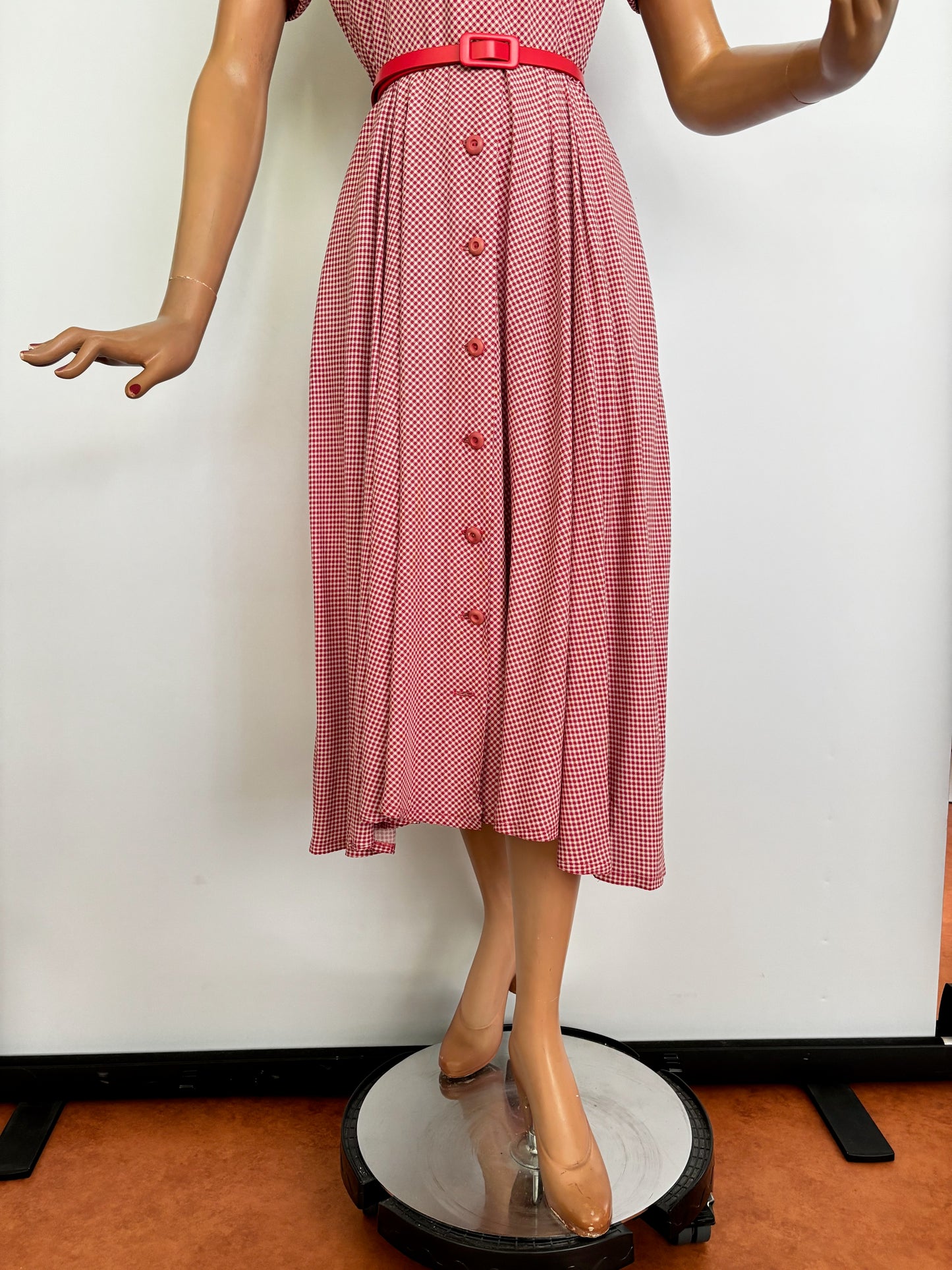 S/M | 1950s St. Michael Red Gingham Cotton Day Dress