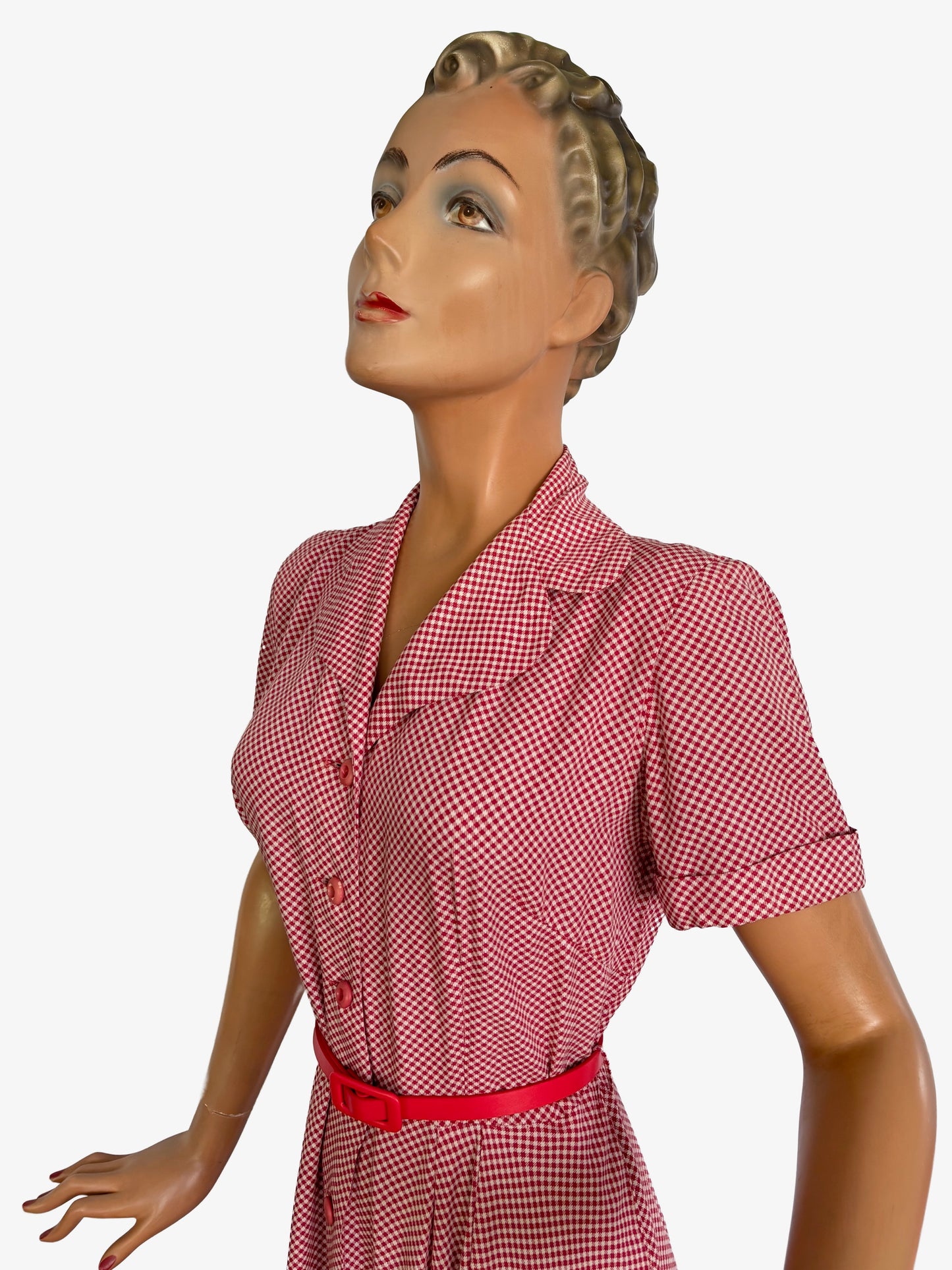 S/M | 1950s St. Michael Red Gingham Cotton Day Dress
