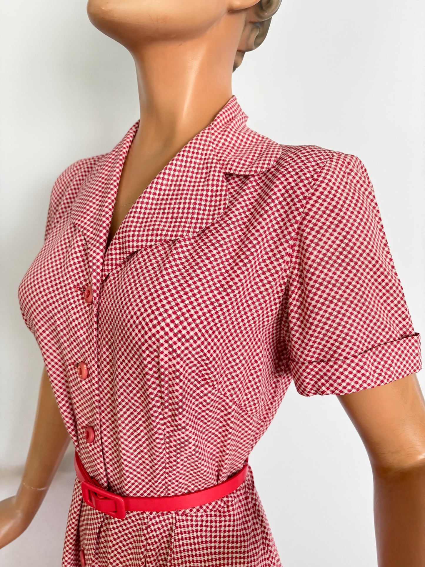 S/M | 1950s St. Michael Red Gingham Cotton Day Dress