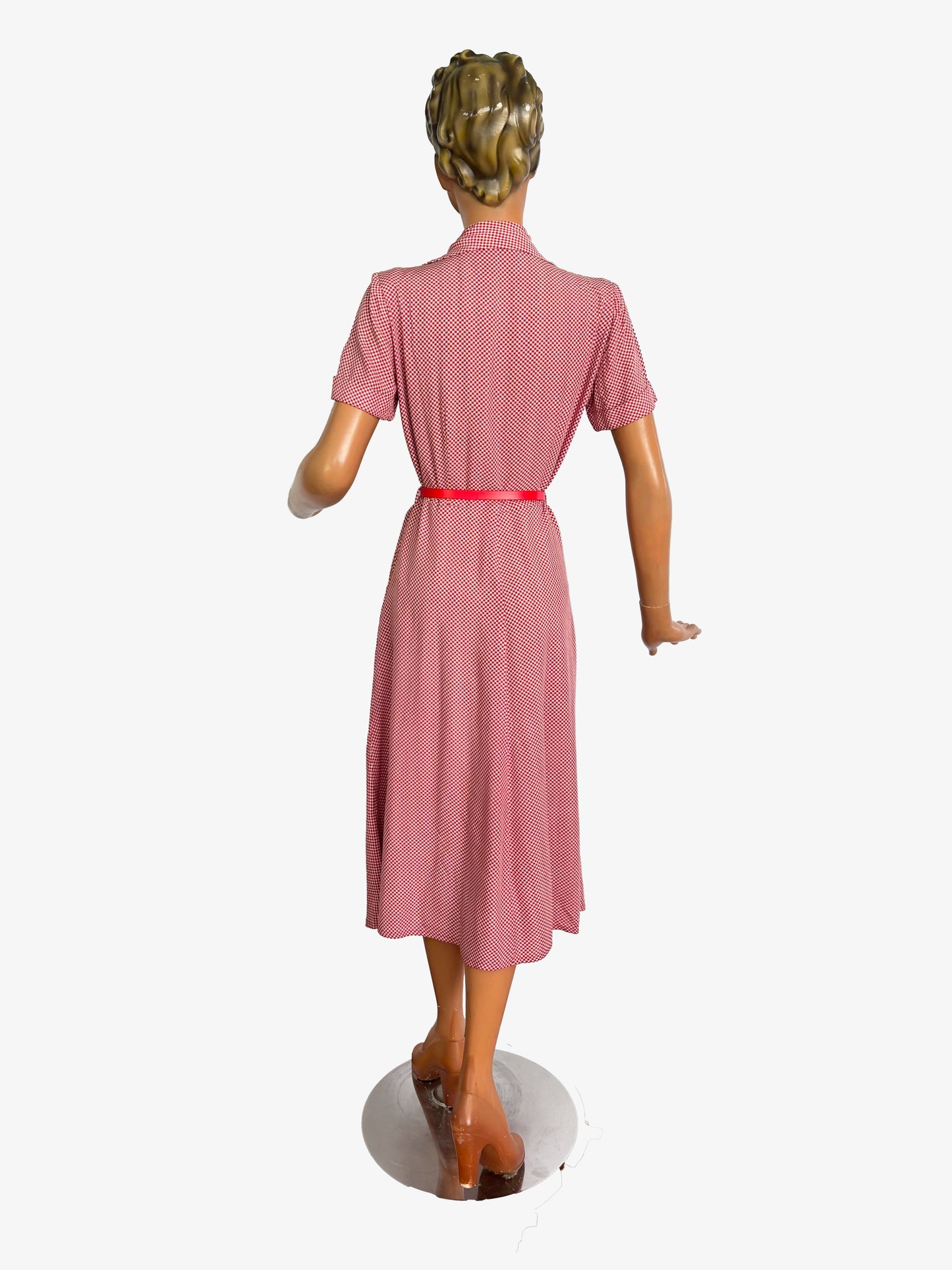 S/M | 1950s St. Michael Red Gingham Cotton Day Dress