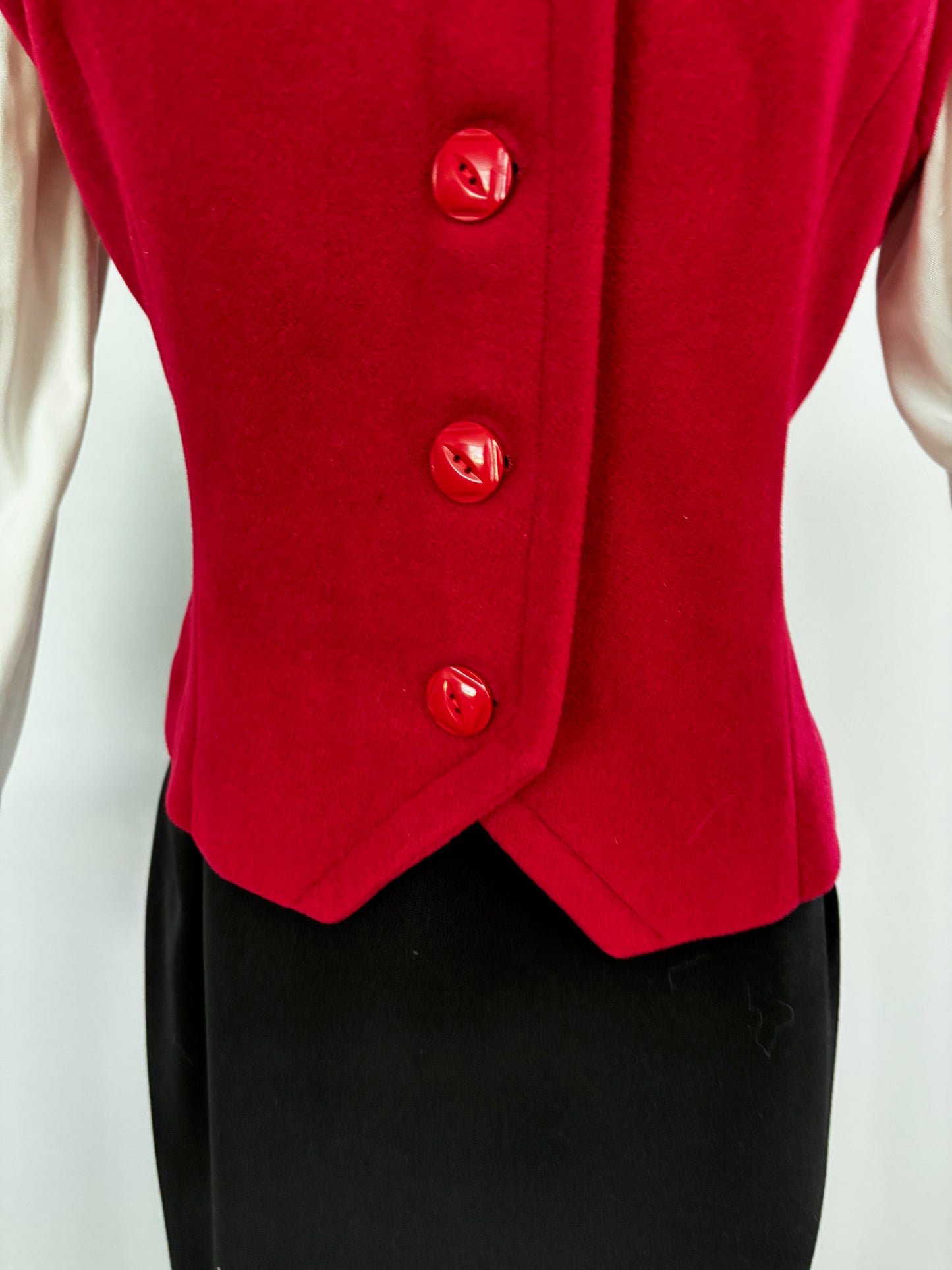 1950s 1960s Red Wool Felt Waistcoat | M