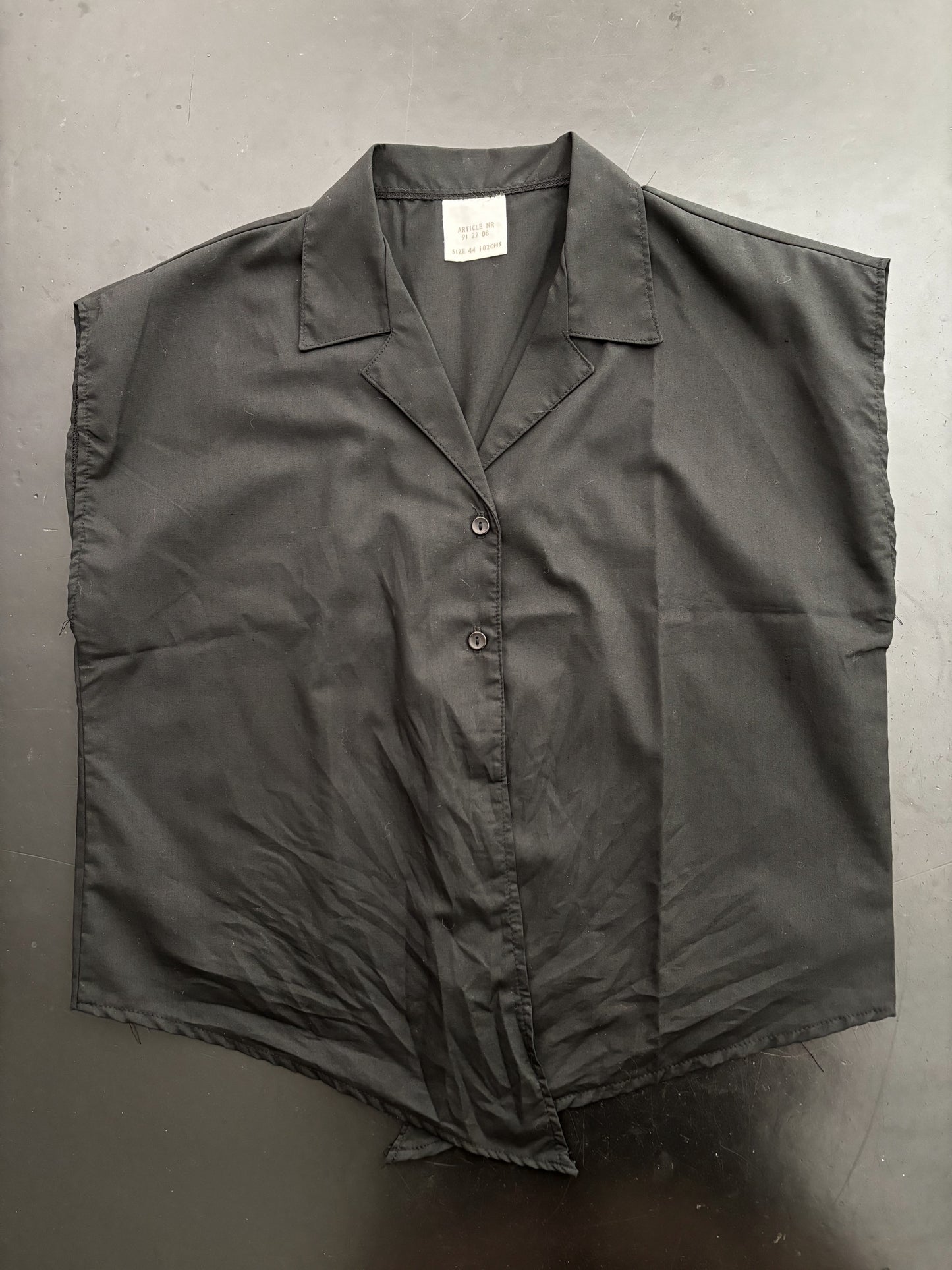 1970s Does 1950s Black Cotton Blend Tie Front Blouse | L