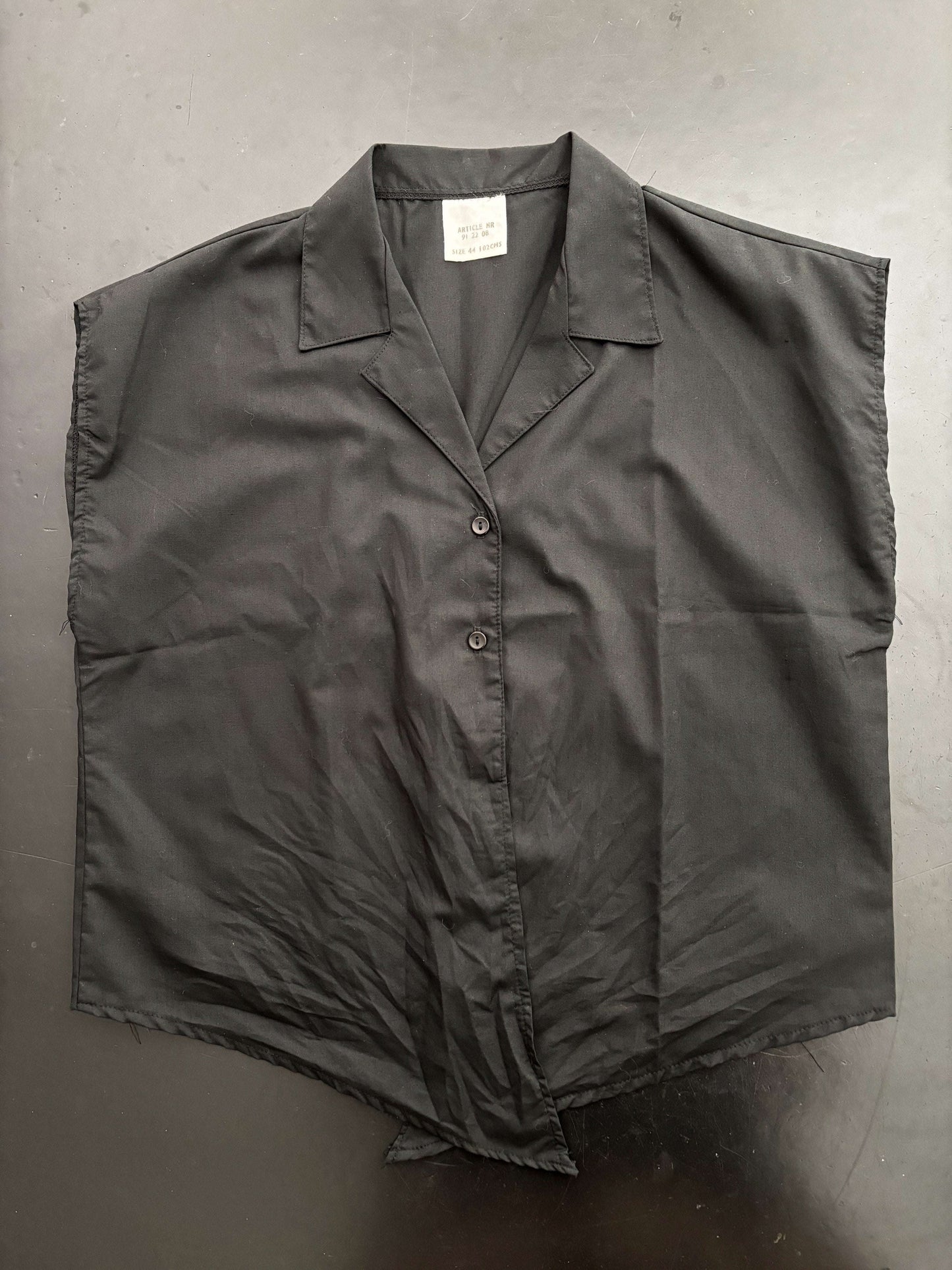L | 1970s Does 1950s Black Cotton Blend Tie Front Blouse Lily Scarlet
