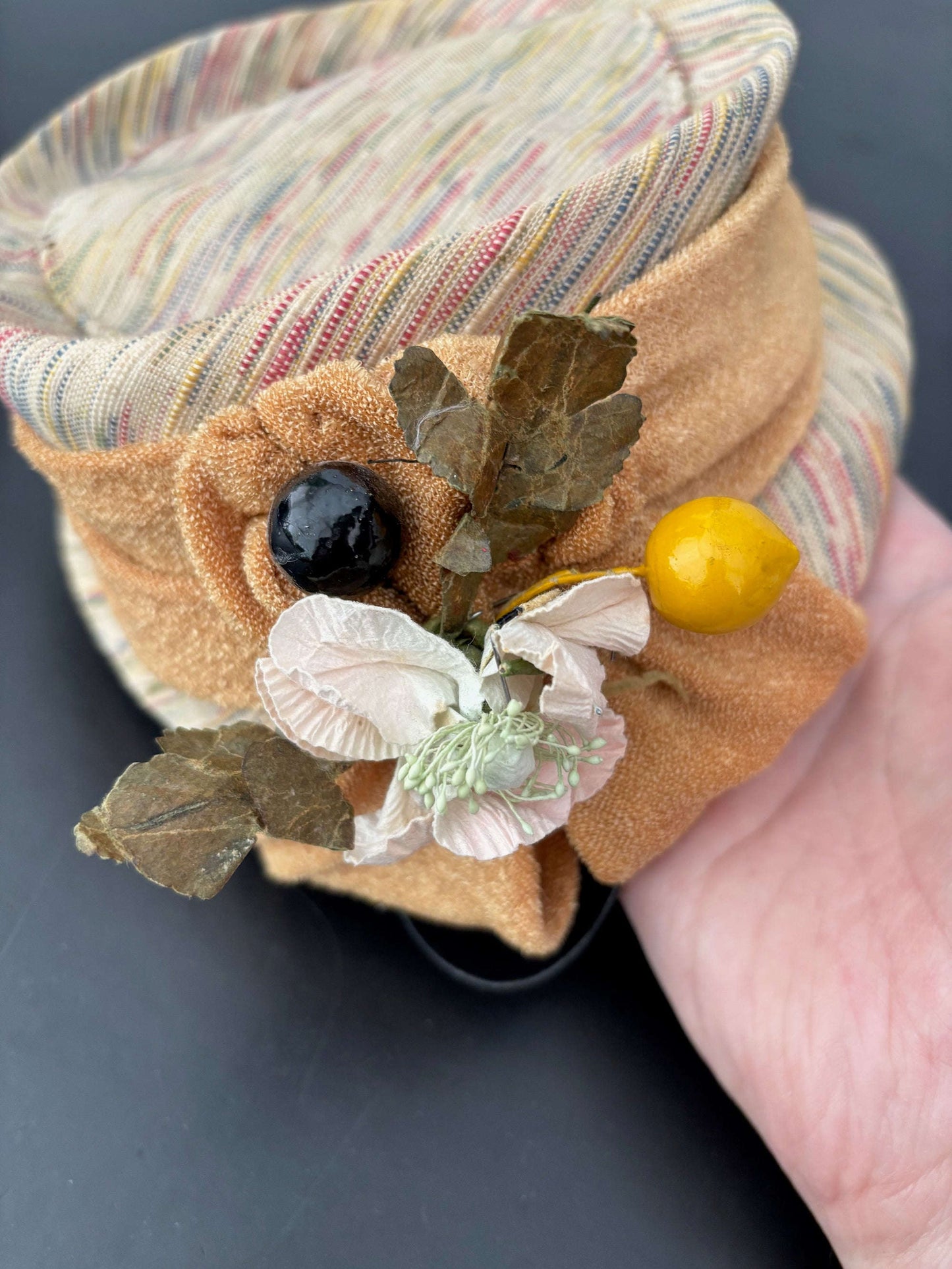 1950s Fruit And Flower Tilt Hat Lily Scarlet